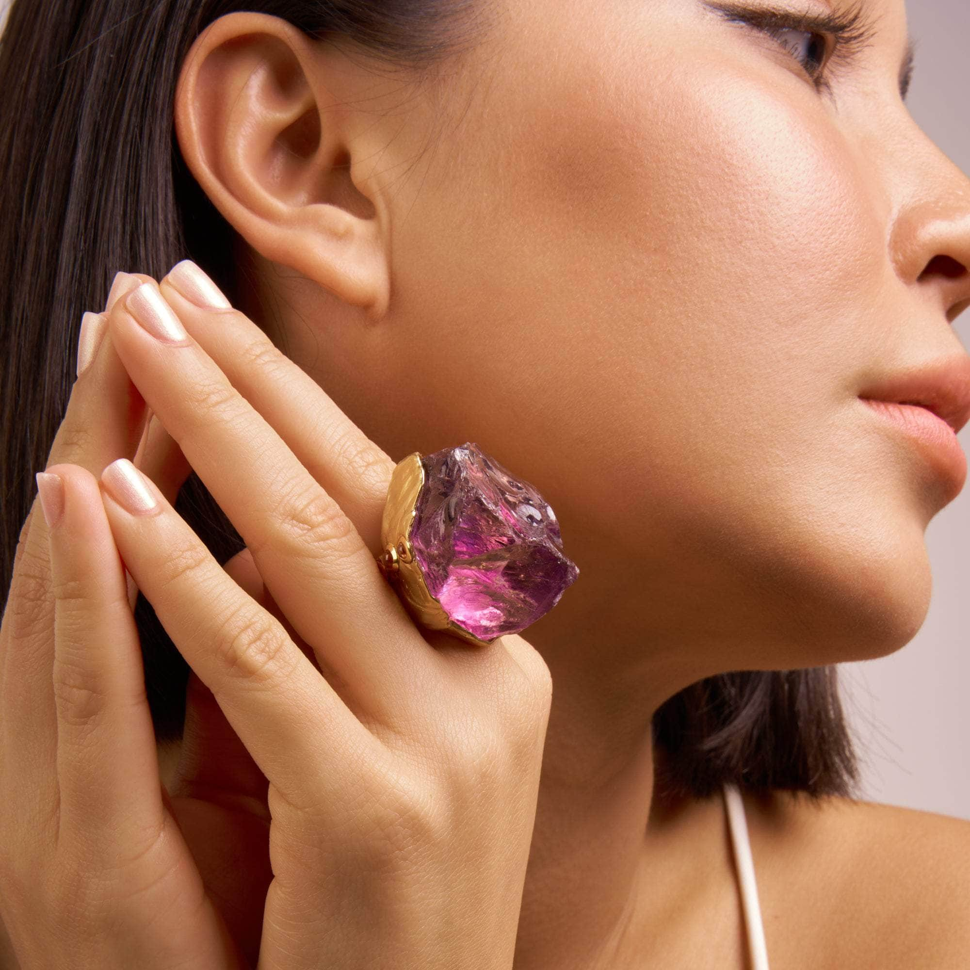 Ferze Rough Amethyst and Pink Tourmaline Ring GERMAN KABIRSKI