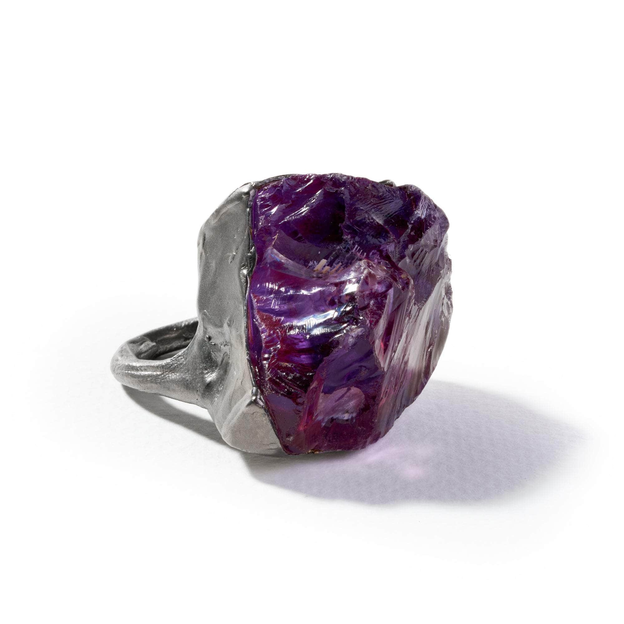 Acme Rough Amethyst and Blue Sapphire Ring GERMAN KABIRSKI