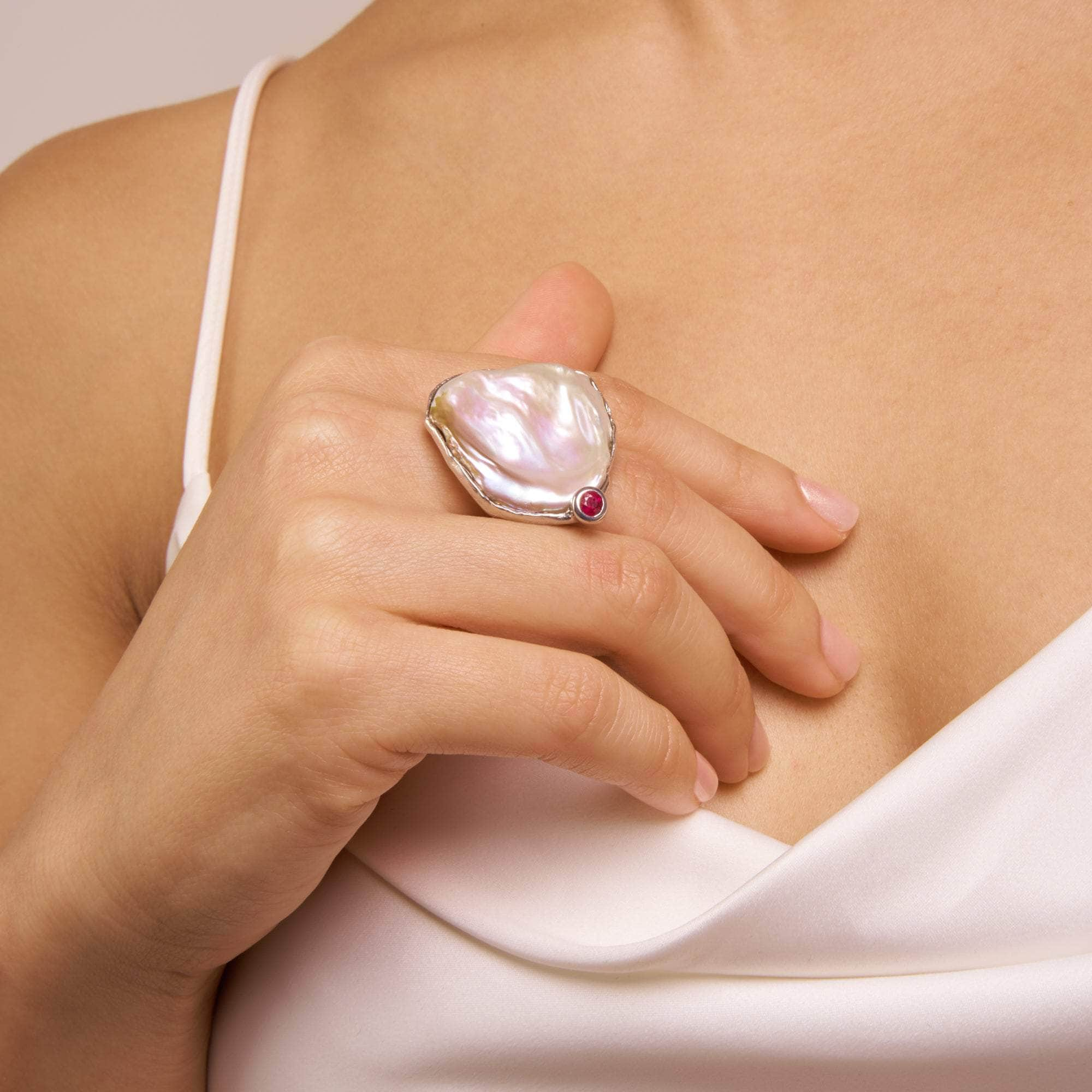 Altie Baroque Pearl and Pink Tourmaline Ring GERMAN KABIRSKI