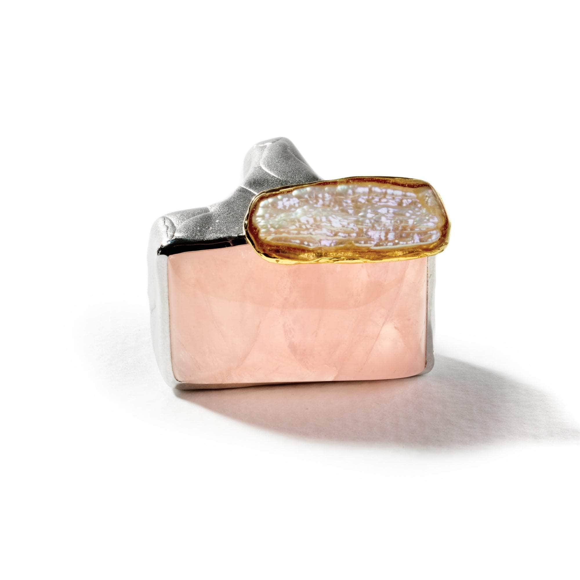 Dearo Rose Quartz and Keshi Pearl Ring GERMAN KABIRSKI