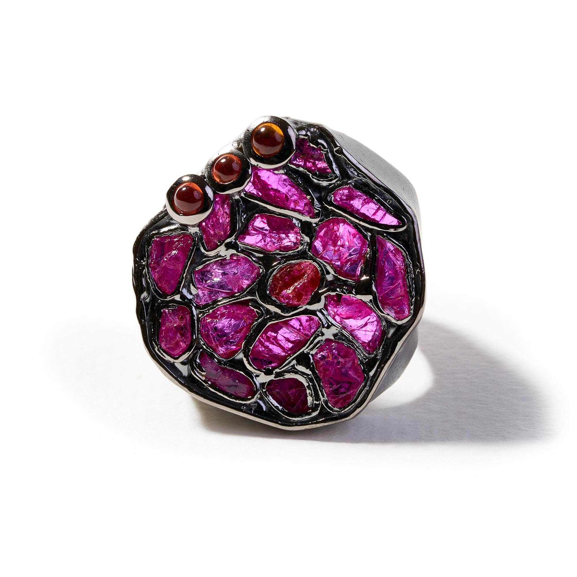 Merone Rough Spinel and Pink Tourmaline Ring GERMAN KABIRSKI