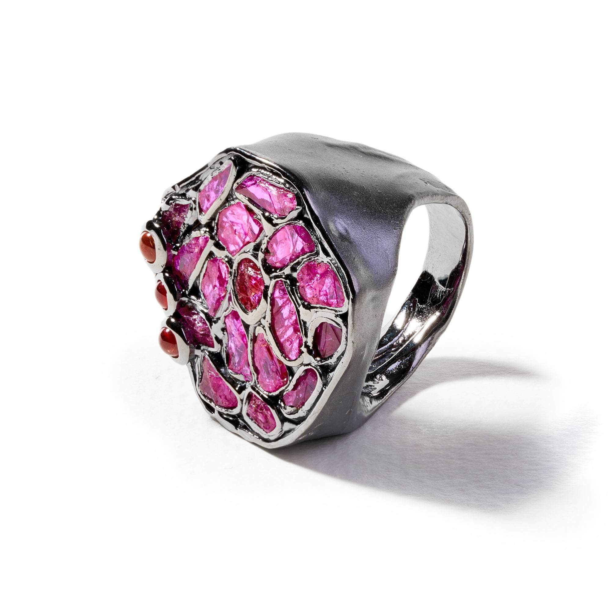 Merone Rough Spinel and Pink Tourmaline Ring GERMAN KABIRSKI