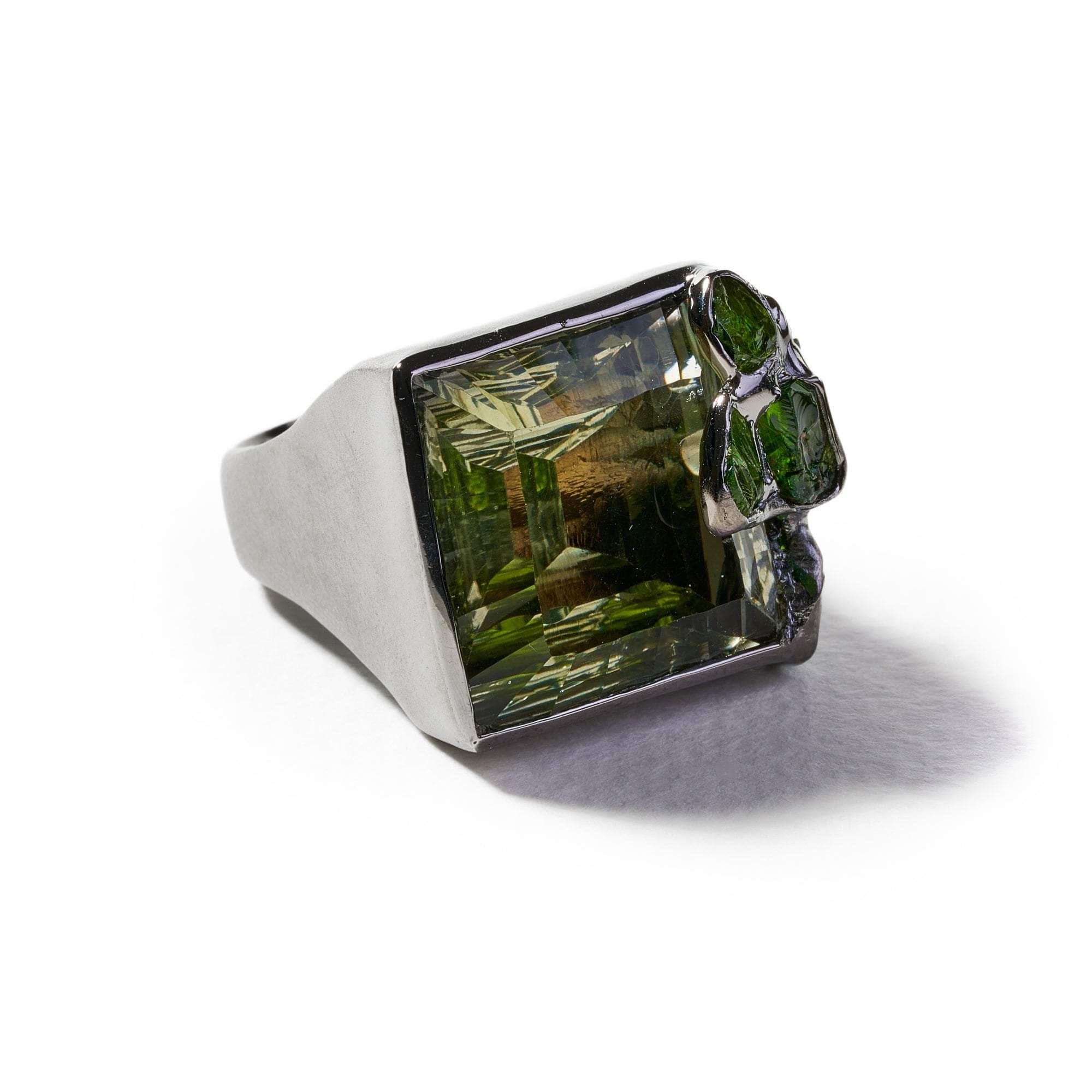 Yucco Green Amethyst and Rough Tsavorite Ring GERMAN KABIRSKI