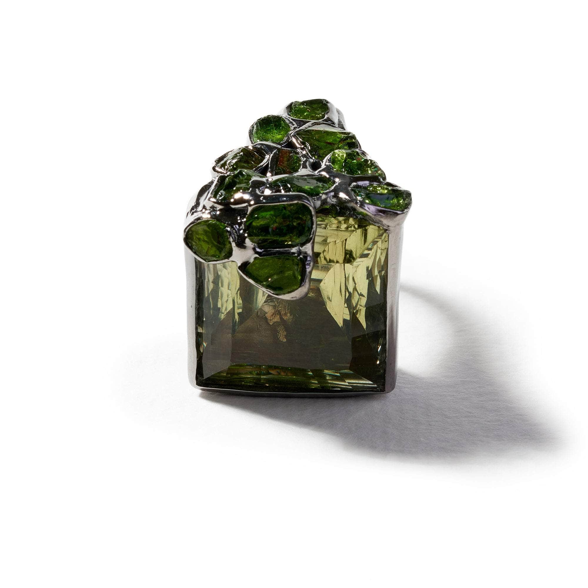 Yucco Green Amethyst and Rough Tsavorite Ring GERMAN KABIRSKI