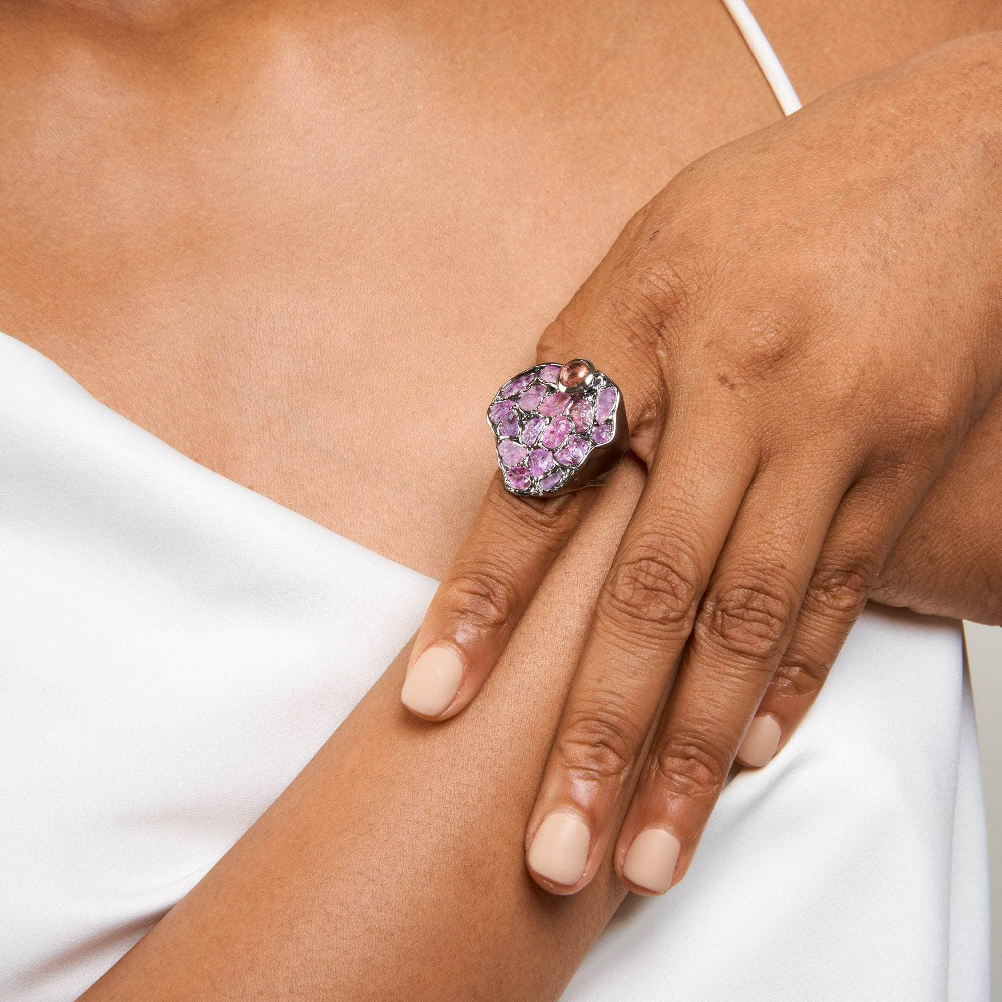 Ness Ruby Rough and Pink Sapphire Ring GERMAN KABIRSKI