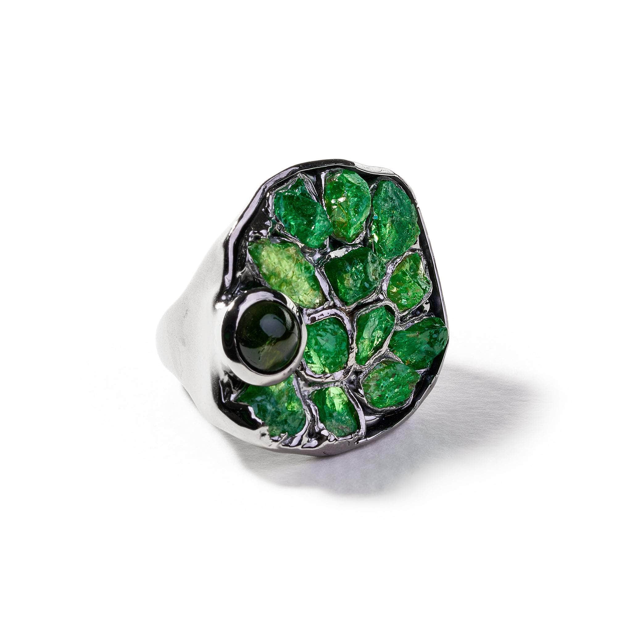 Rasque Rough Tsavorite and Green Tourmaline Ring GERMAN KABIRSKI