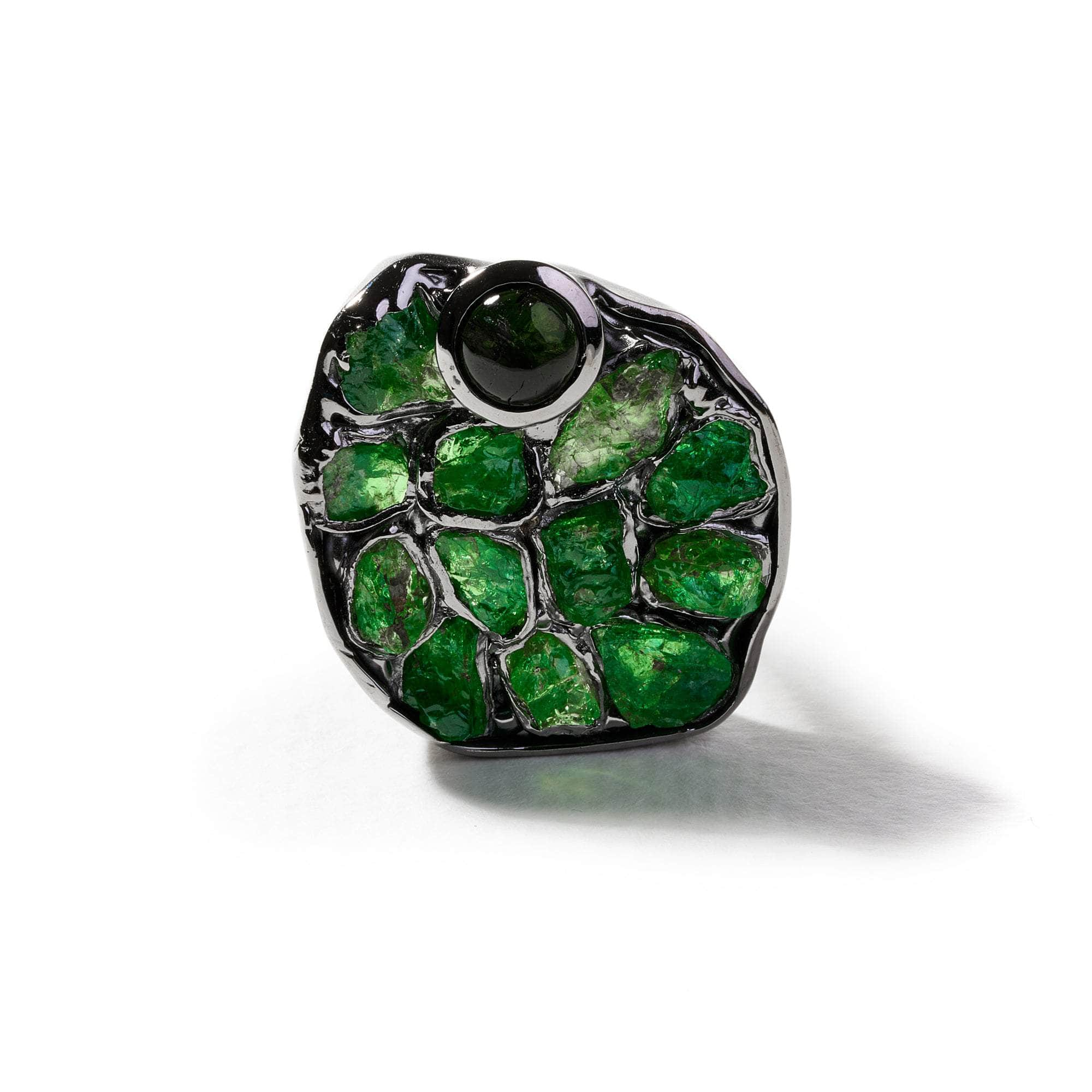 Rasque Rough Tsavorite and Green Tourmaline Ring GERMAN KABIRSKI