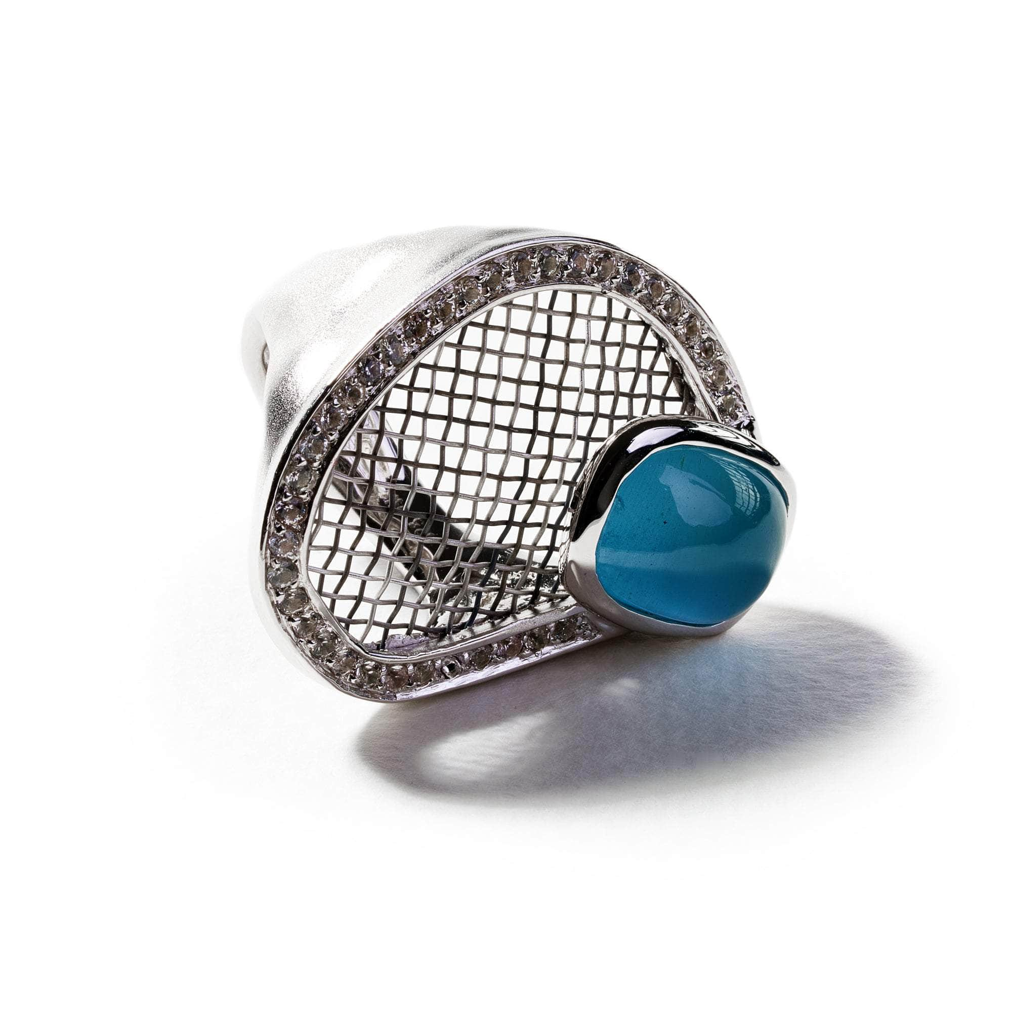 Lucco Aquamarine and White Sapphire Ring GERMAN KABIRSKI