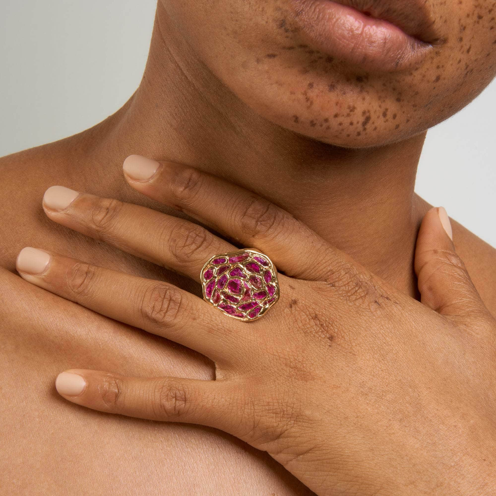 Gibl Rough Ruby and Amethyst Ring GERMAN KABIRSKI