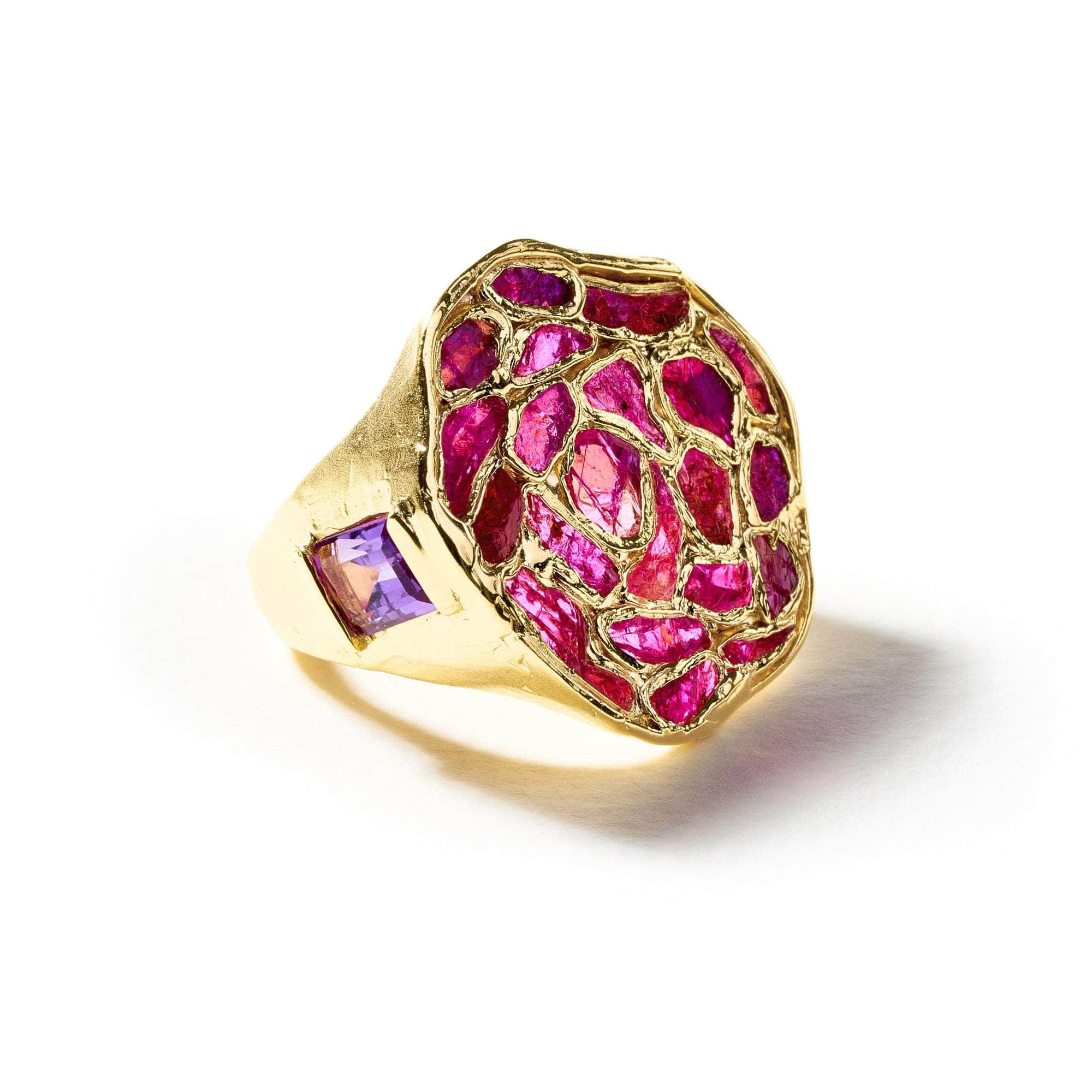 Gibl Rough Ruby and Amethyst Ring GERMAN KABIRSKI