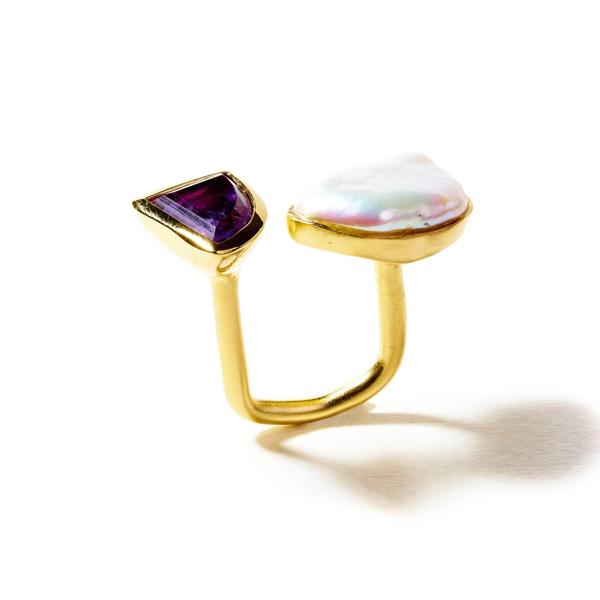 Shena Baroque Pearl and Amethyst Ring GERMAN KABIRSKI