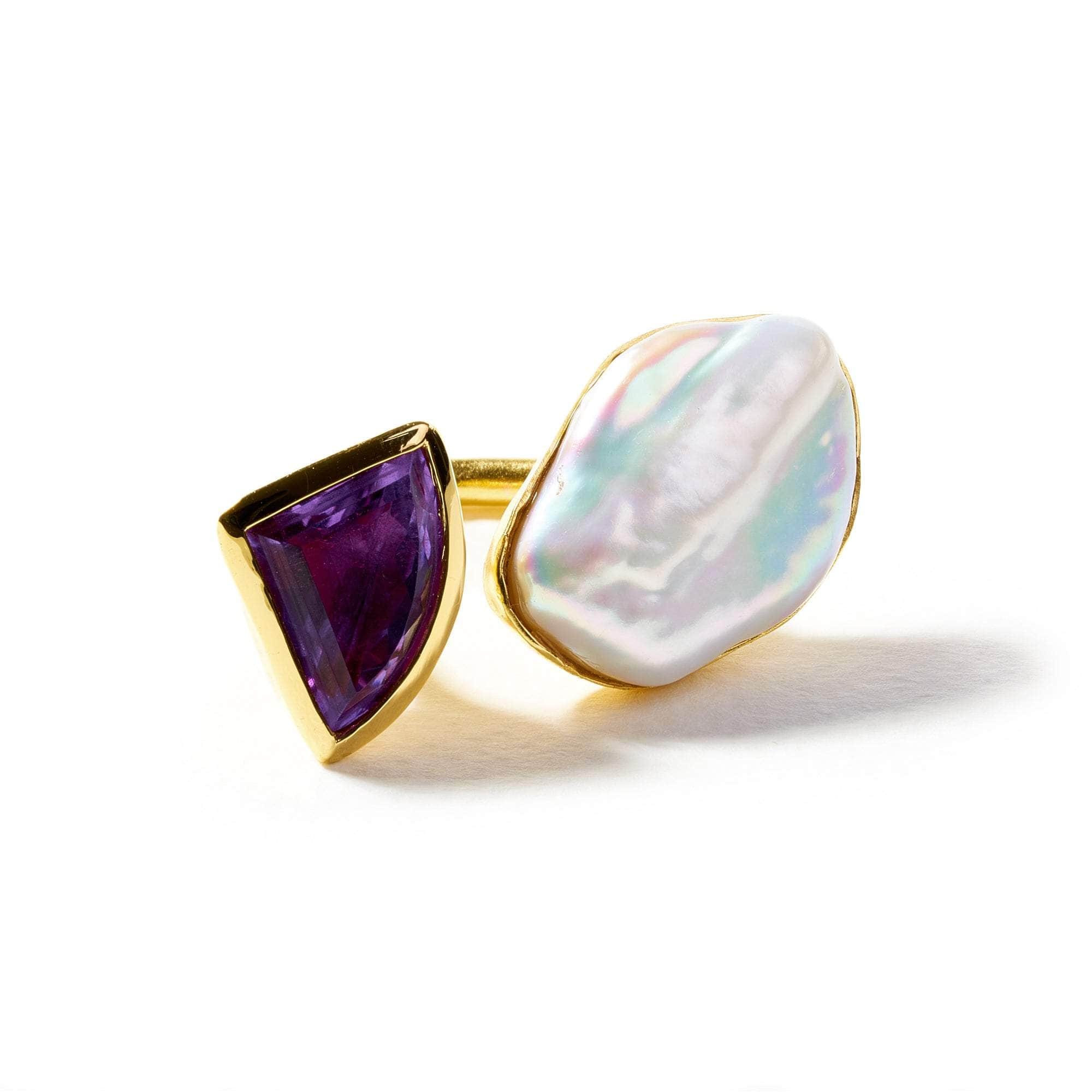 Shena Baroque Pearl and Amethyst Ring GERMAN KABIRSKI