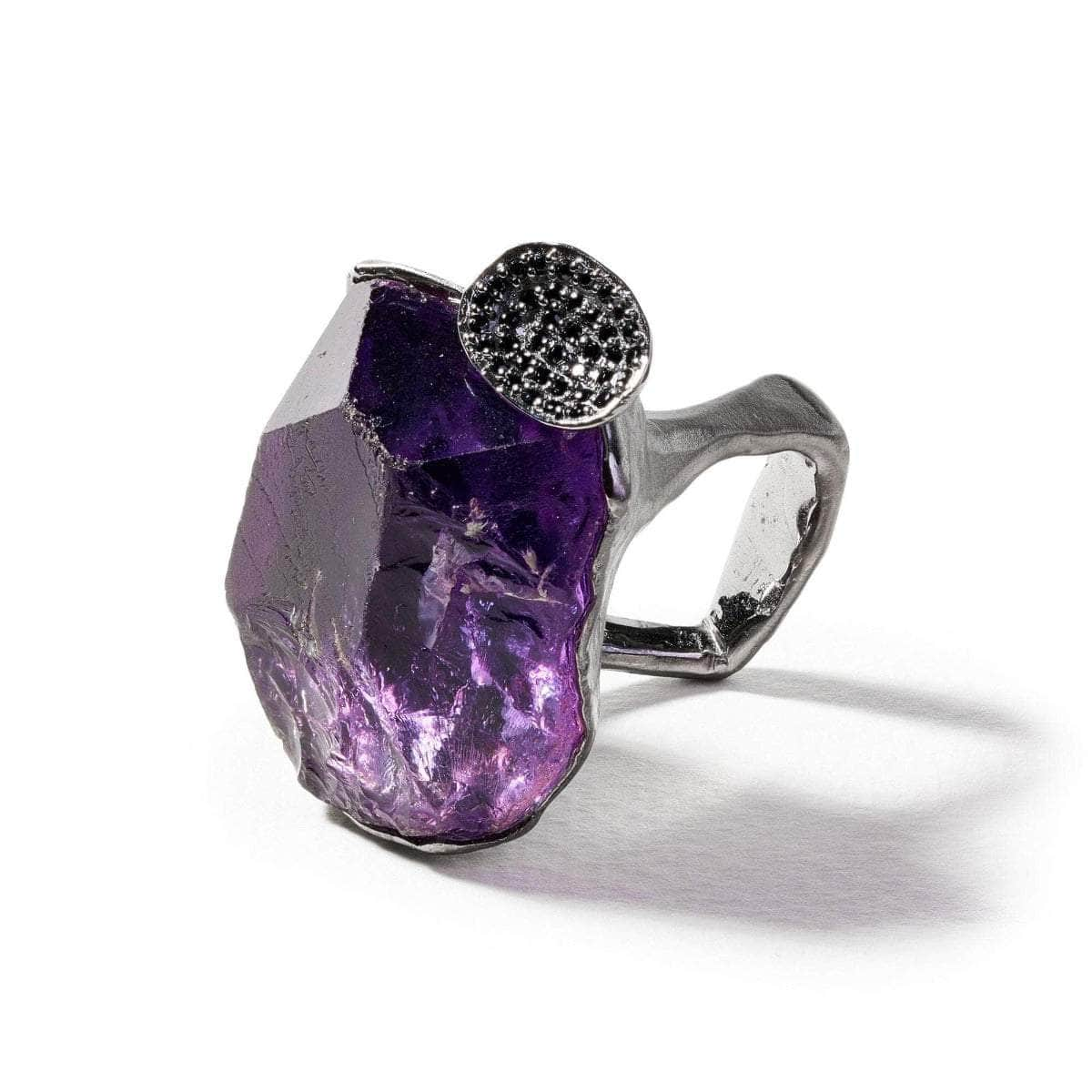 Miraw Rought Amethyst and Black Spinel Ring GERMAN KABIRSKI