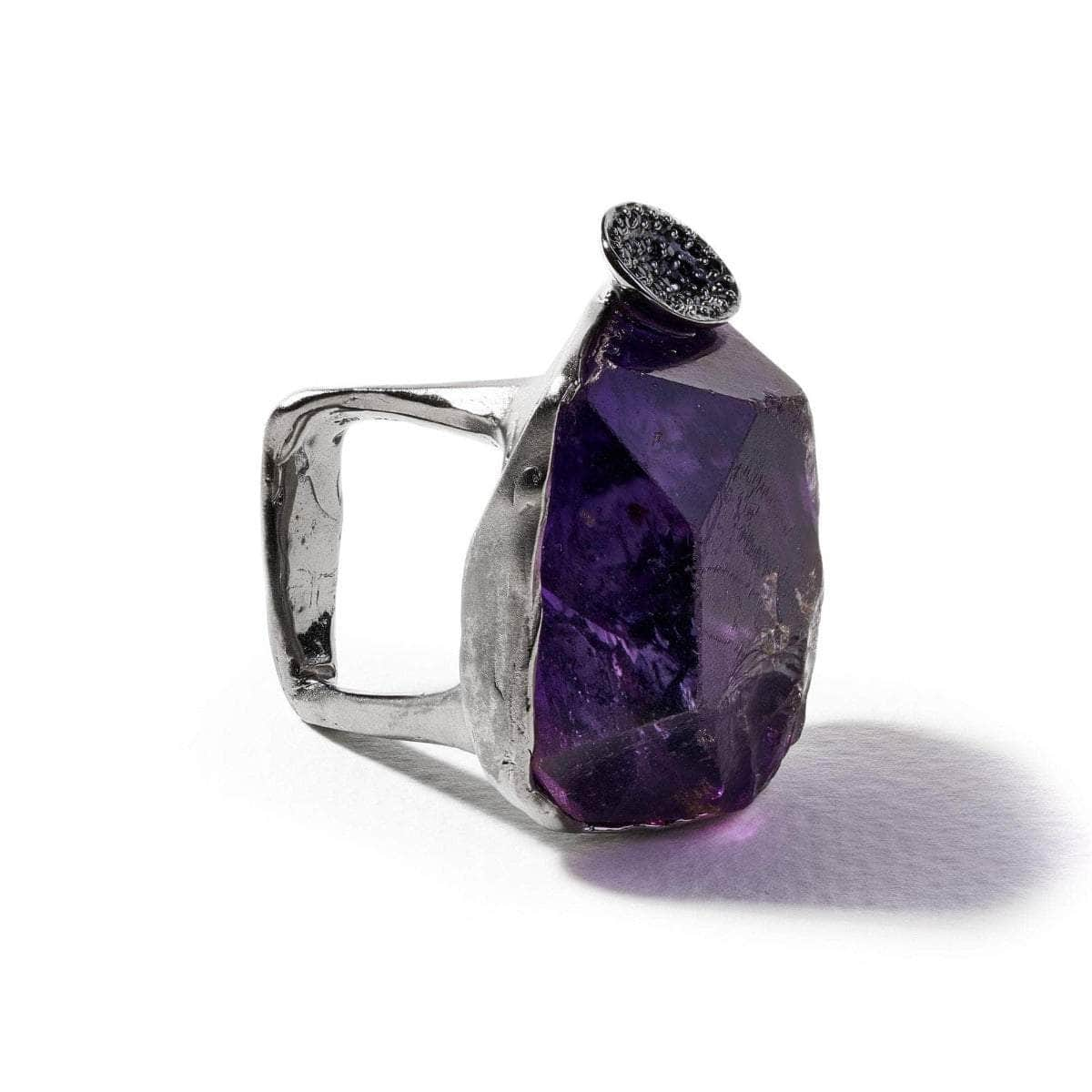 Miraw Rought Amethyst and Black Spinel Ring GERMAN KABIRSKI