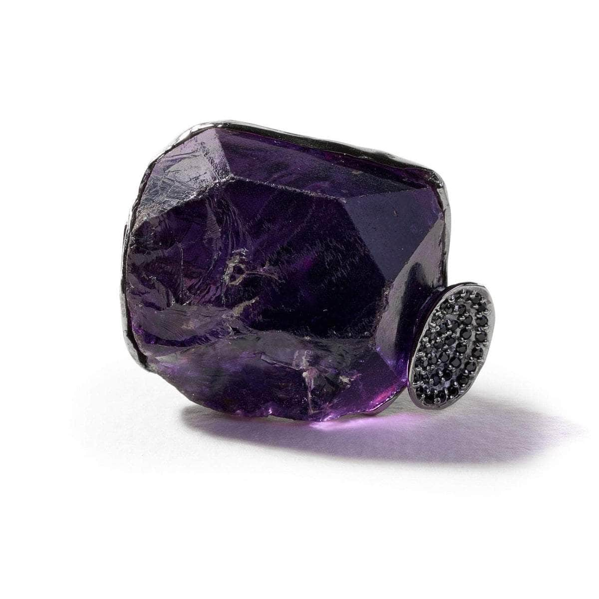 Miraw Rought Amethyst and Black Spinel Ring GERMAN KABIRSKI