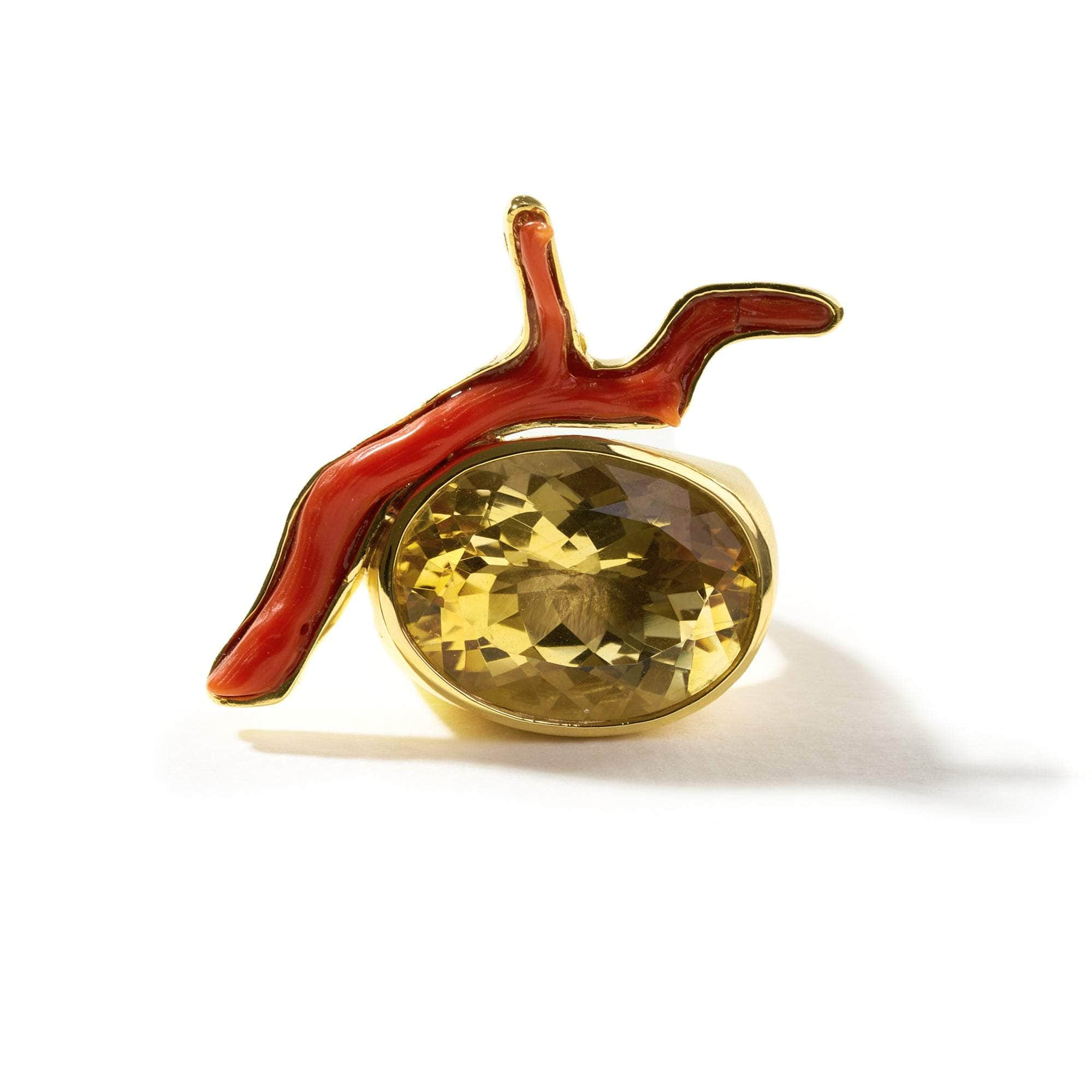 Zoa Citrine and Red Coral Ring GERMAN KABIRSKI