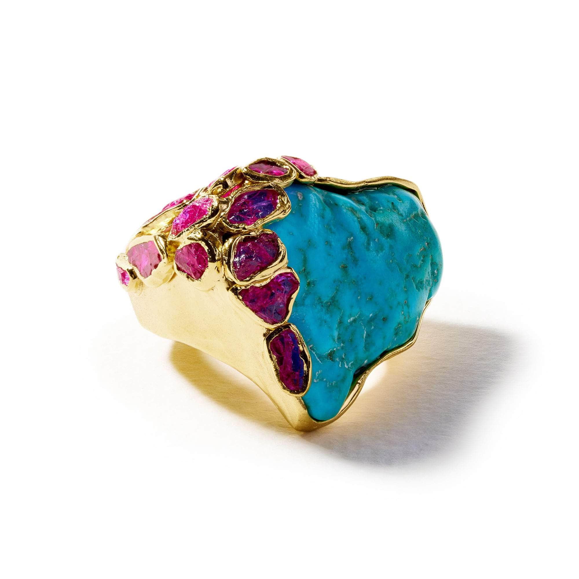 Pyros Turquoise and Rough Ruby Ring | Shop German Kabirski Jewelry Online