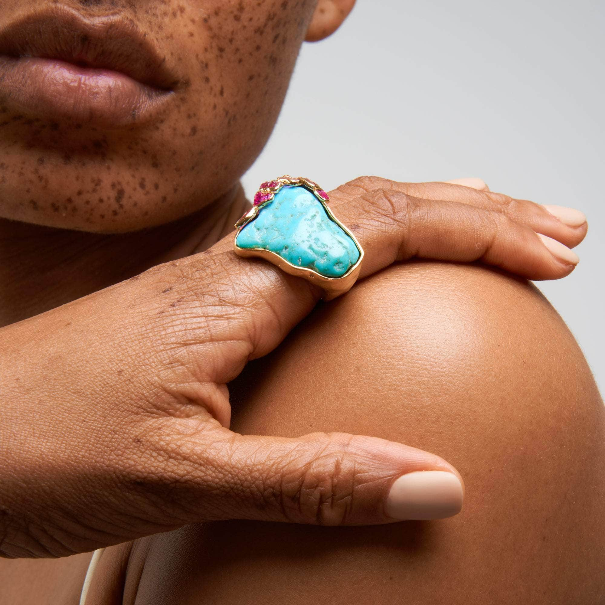 Pyros Turquoise and Rough Ruby Ring GERMAN KABIRSKI