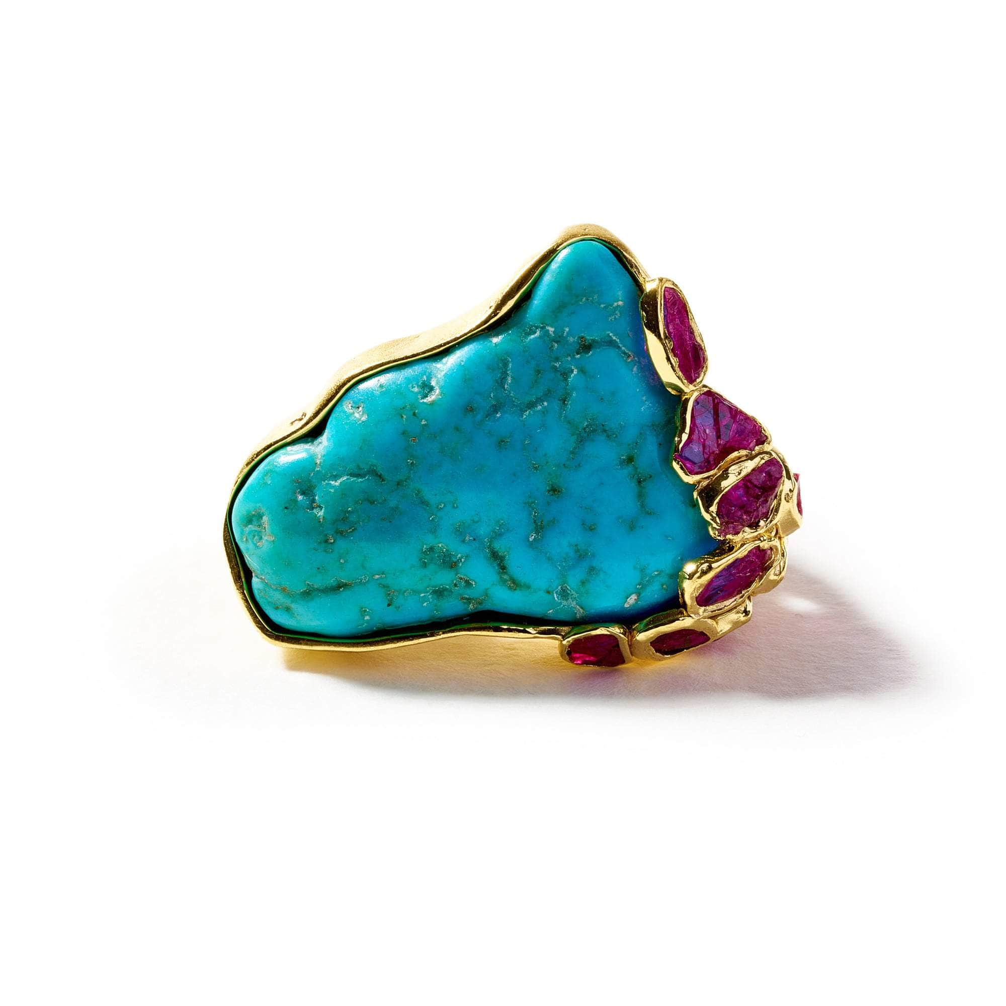 Pyros Turquoise and Rough Ruby Ring GERMAN KABIRSKI