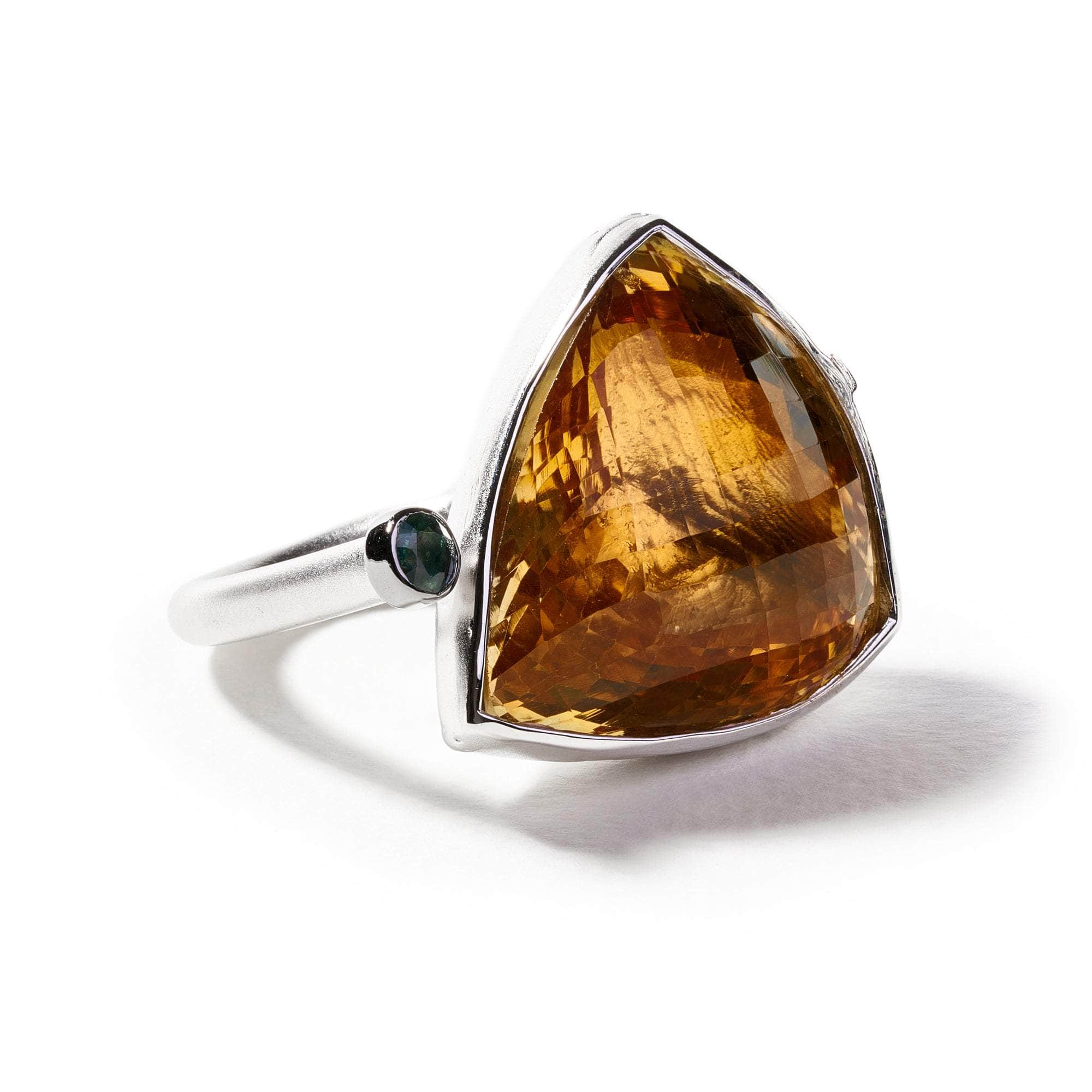 Lari Citrine and Green Sapphire and Black Spinel Ring GERMAN KABIRSKI