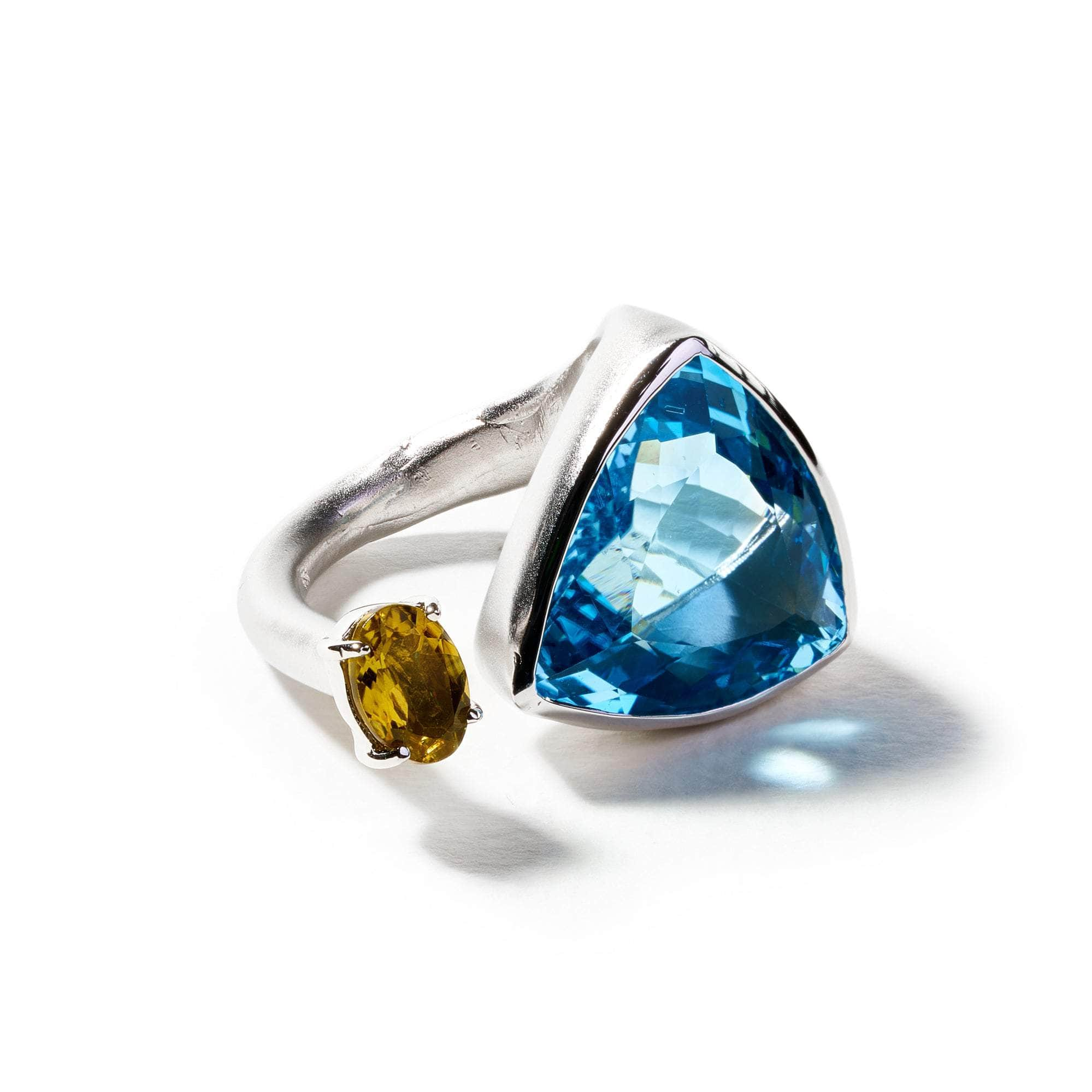 Permi Blue Topaz and Olive Green Tourmaline Ring GERMAN KABIRSKI