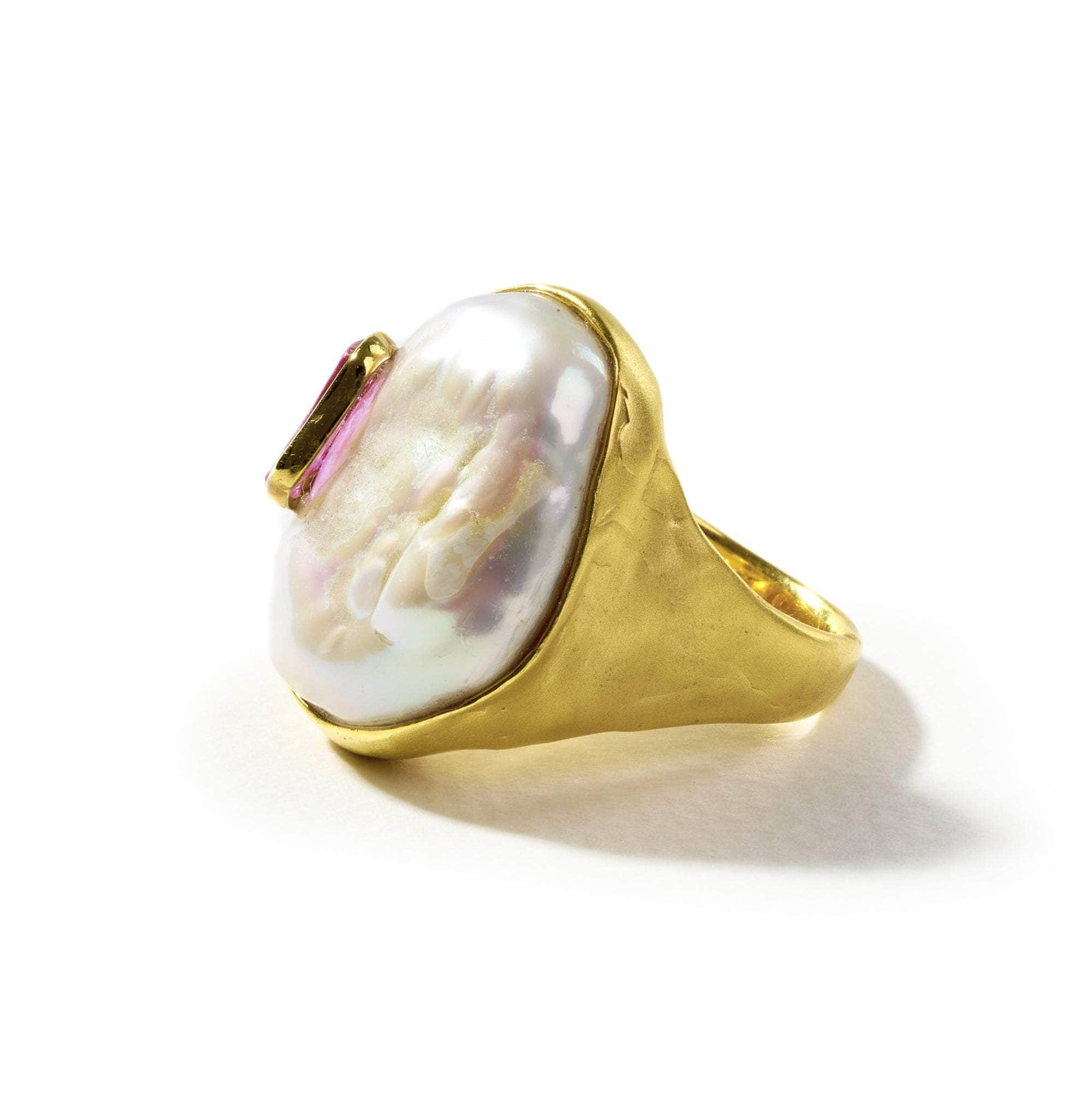 Carris Baroque Pearl and Rough Spinel Ring GERMAN KABIRSKI