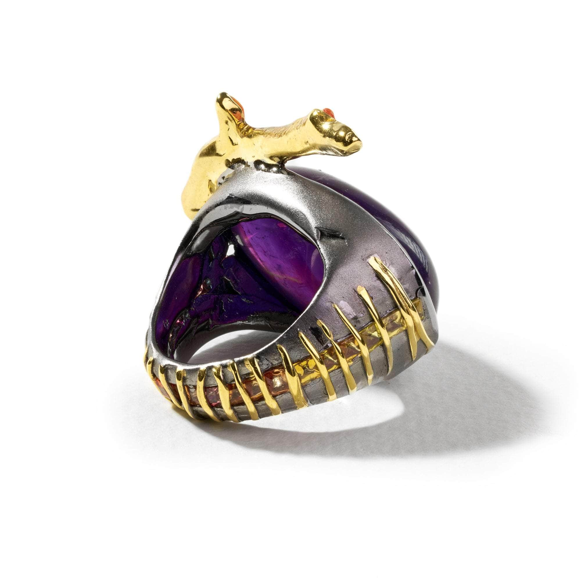 Lori Amethyst and Red Coral and Mixed Sapphire Ring GERMAN KABIRSKI