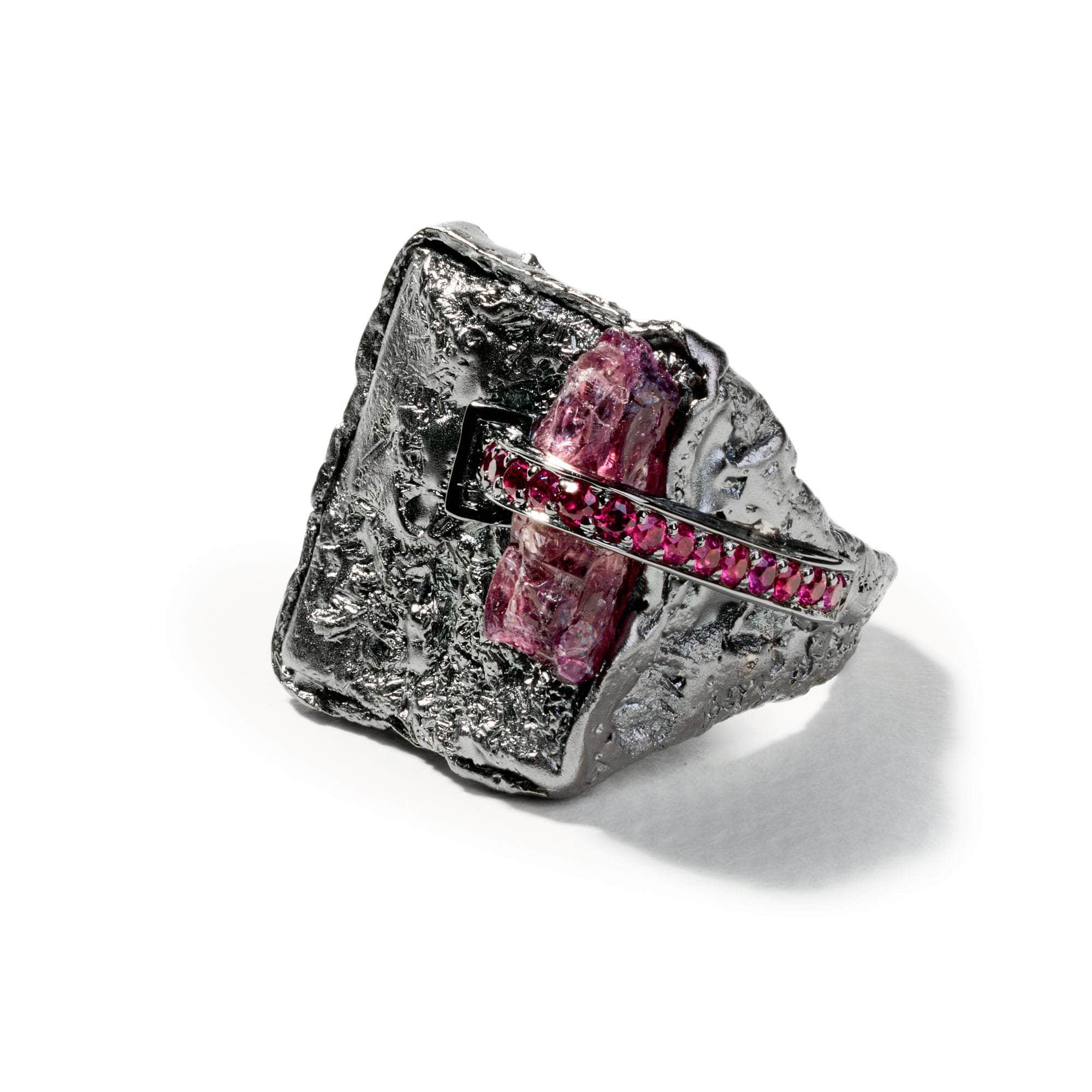 Len Rough Pink Spinel and Rhodolite Garnet Ring GERMAN KABIRSKI