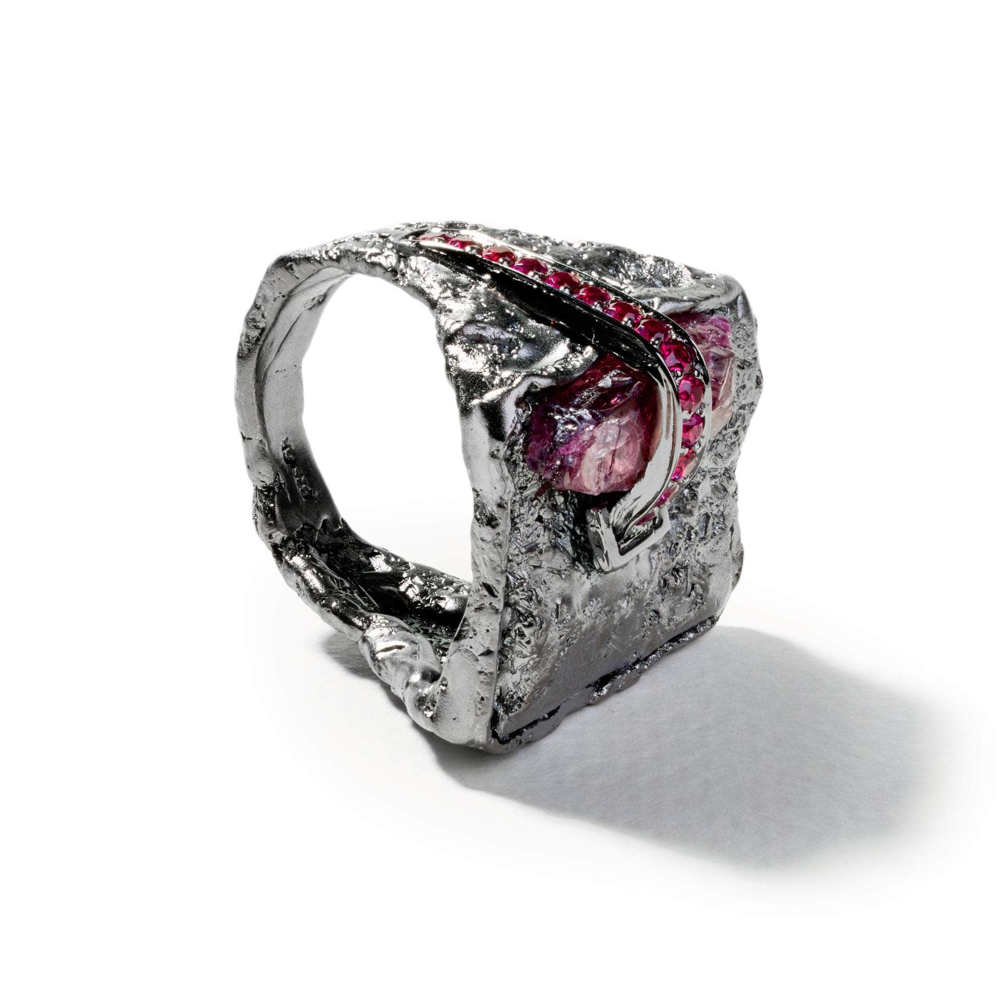 Len Rough Pink Spinel and Rhodolite Garnet Ring GERMAN KABIRSKI