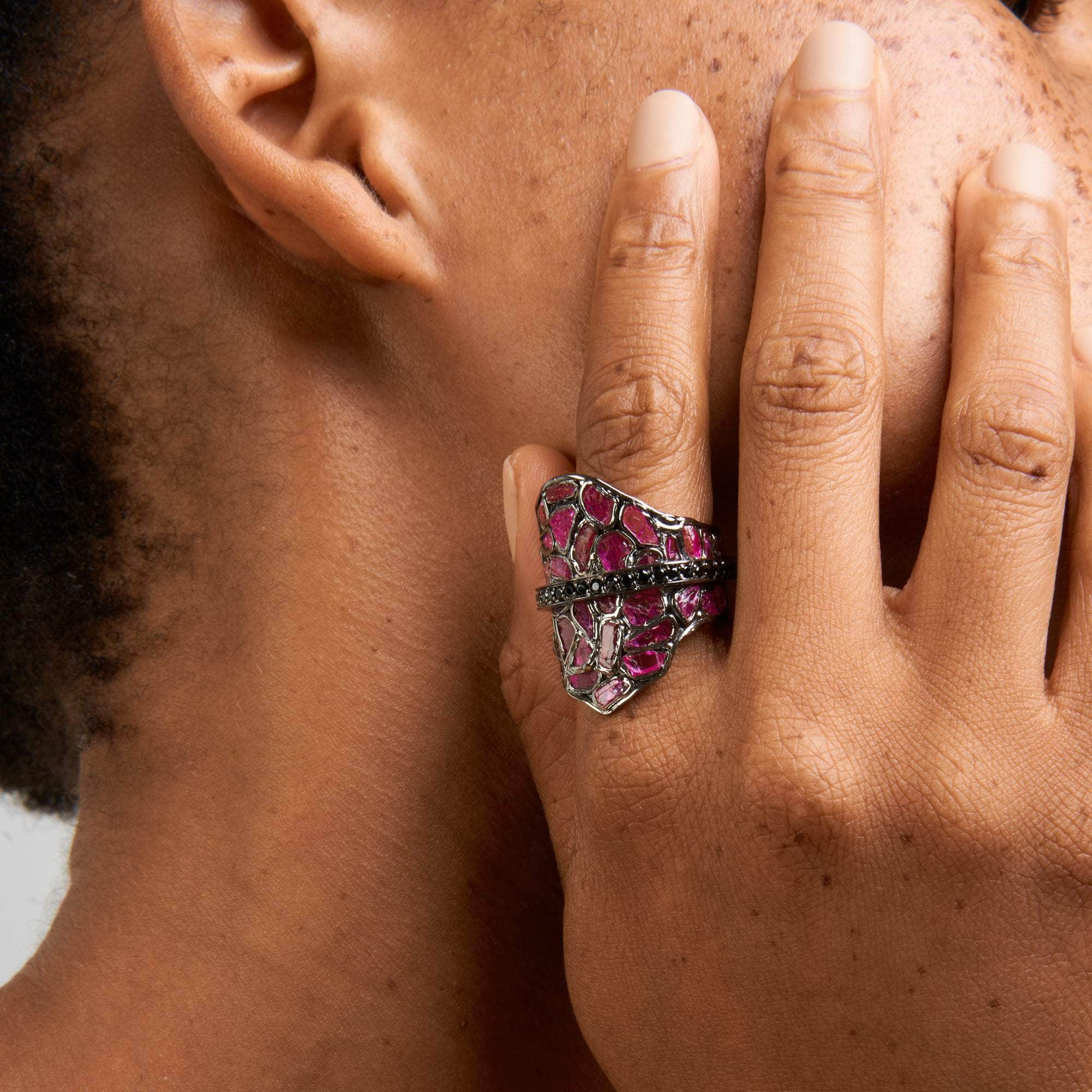 Kai Rough Ruby and Black Spinel Ring GERMAN KABIRSKI