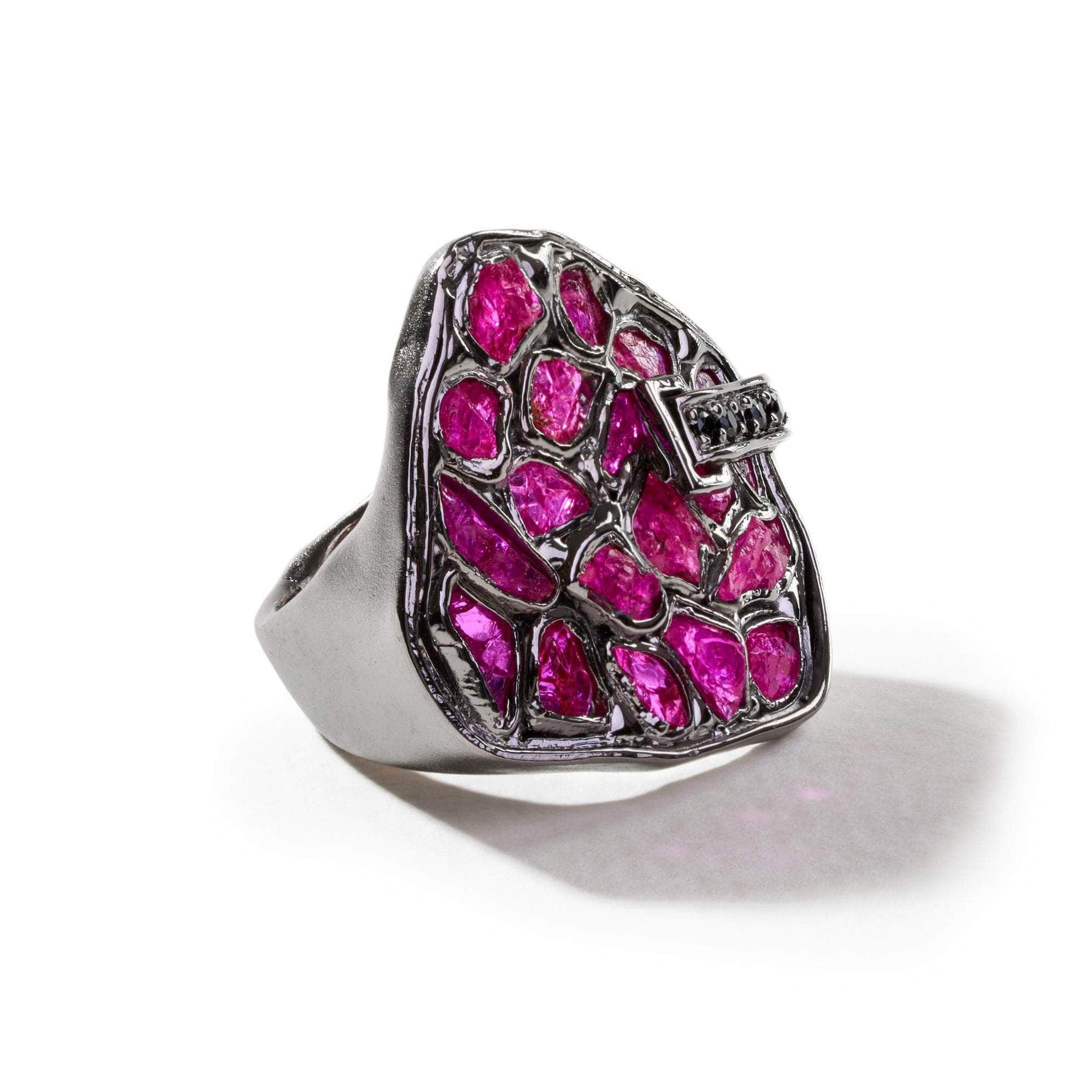 Sanam Rough Ruby and Black Spinel Ring GERMAN KABIRSKI