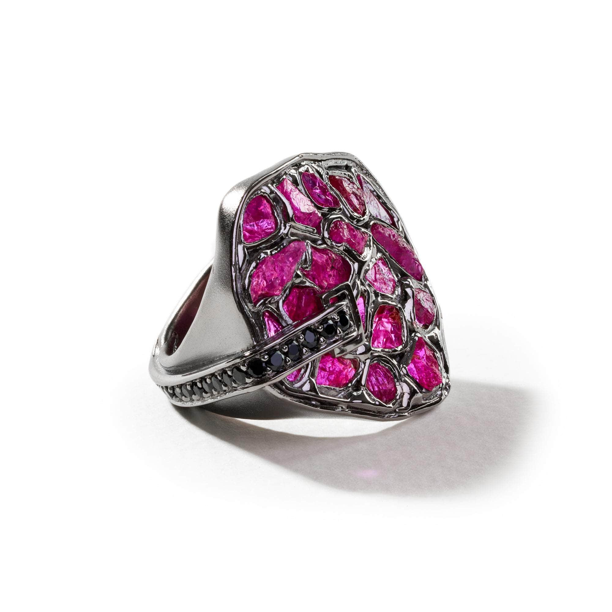 Sanam Rough Ruby and Black Spinel Ring GERMAN KABIRSKI