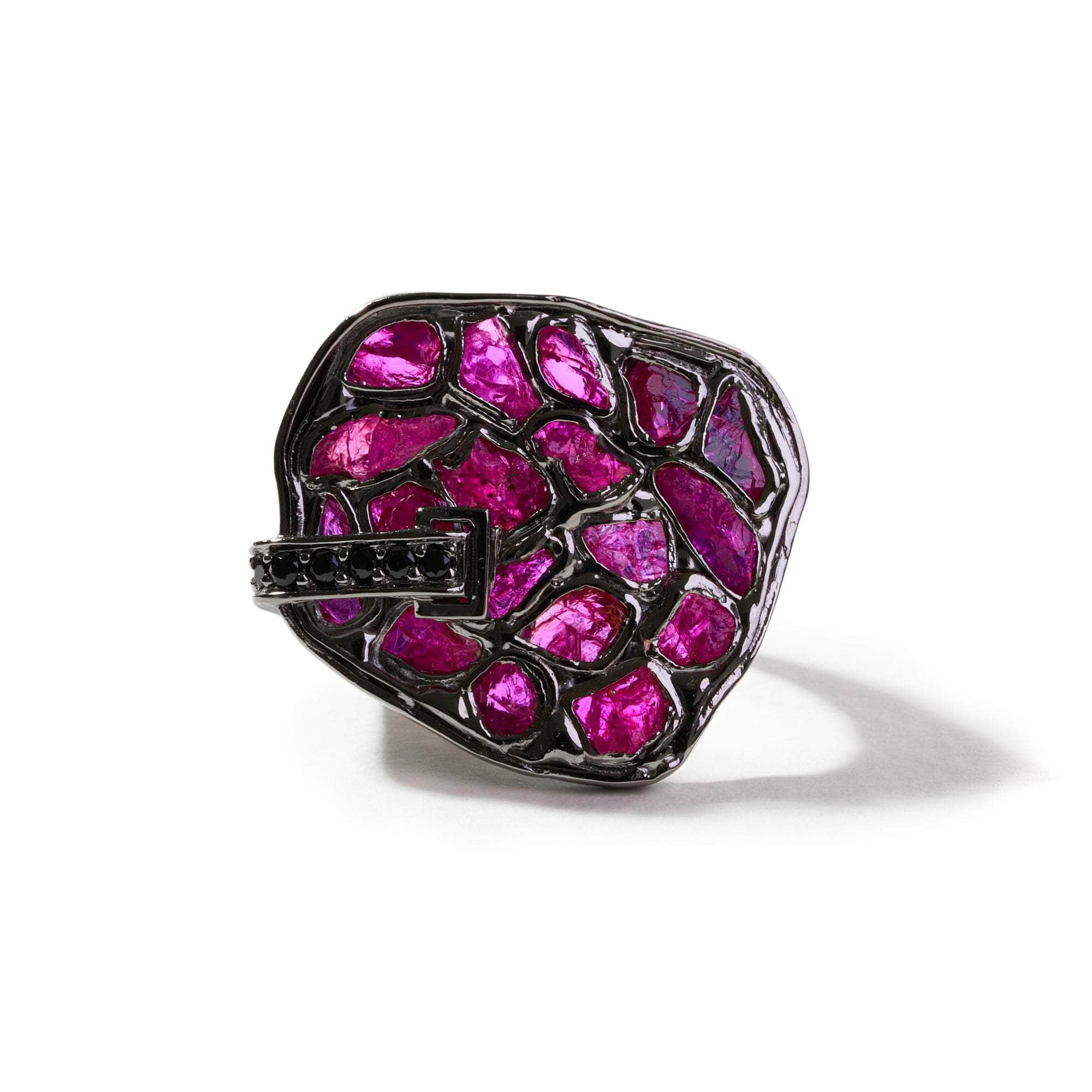 Sanam Rough Ruby and Black Spinel Ring GERMAN KABIRSKI