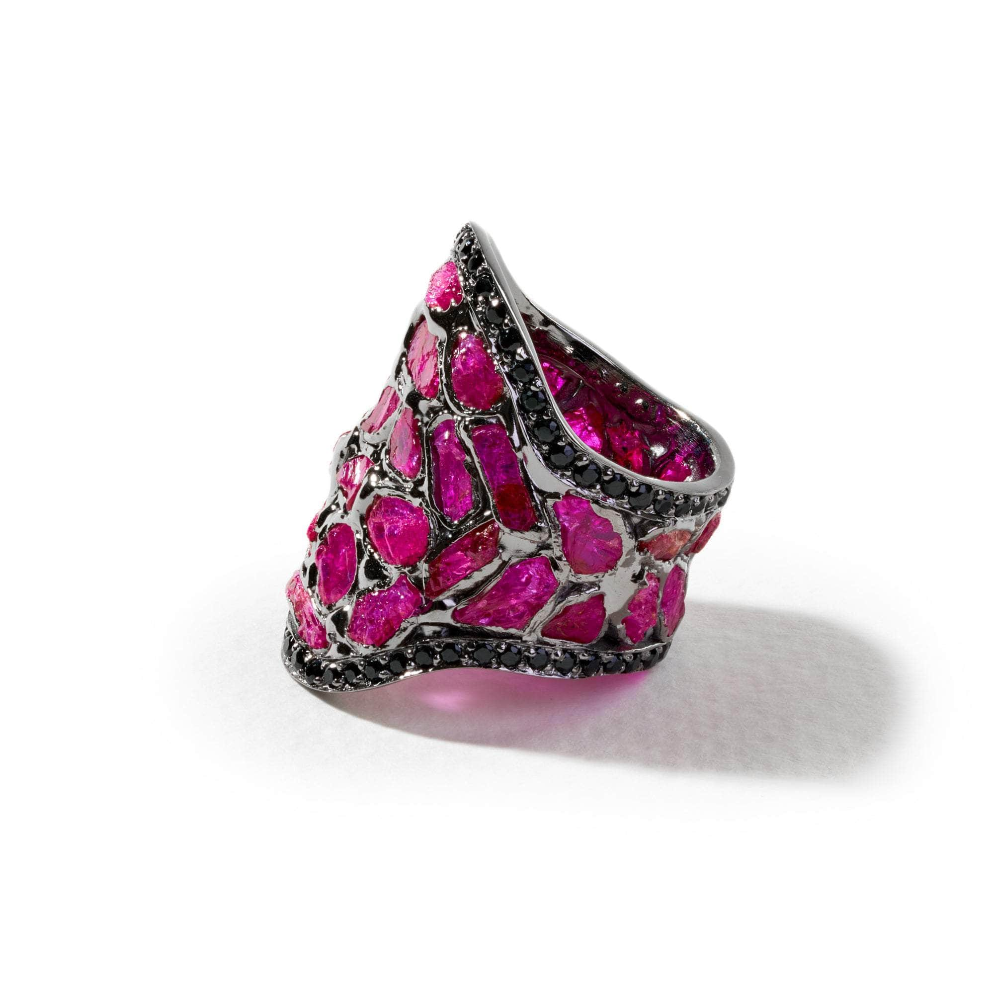 Mille Rough Ruby and Black Spinel Ring GERMAN KABIRSKI