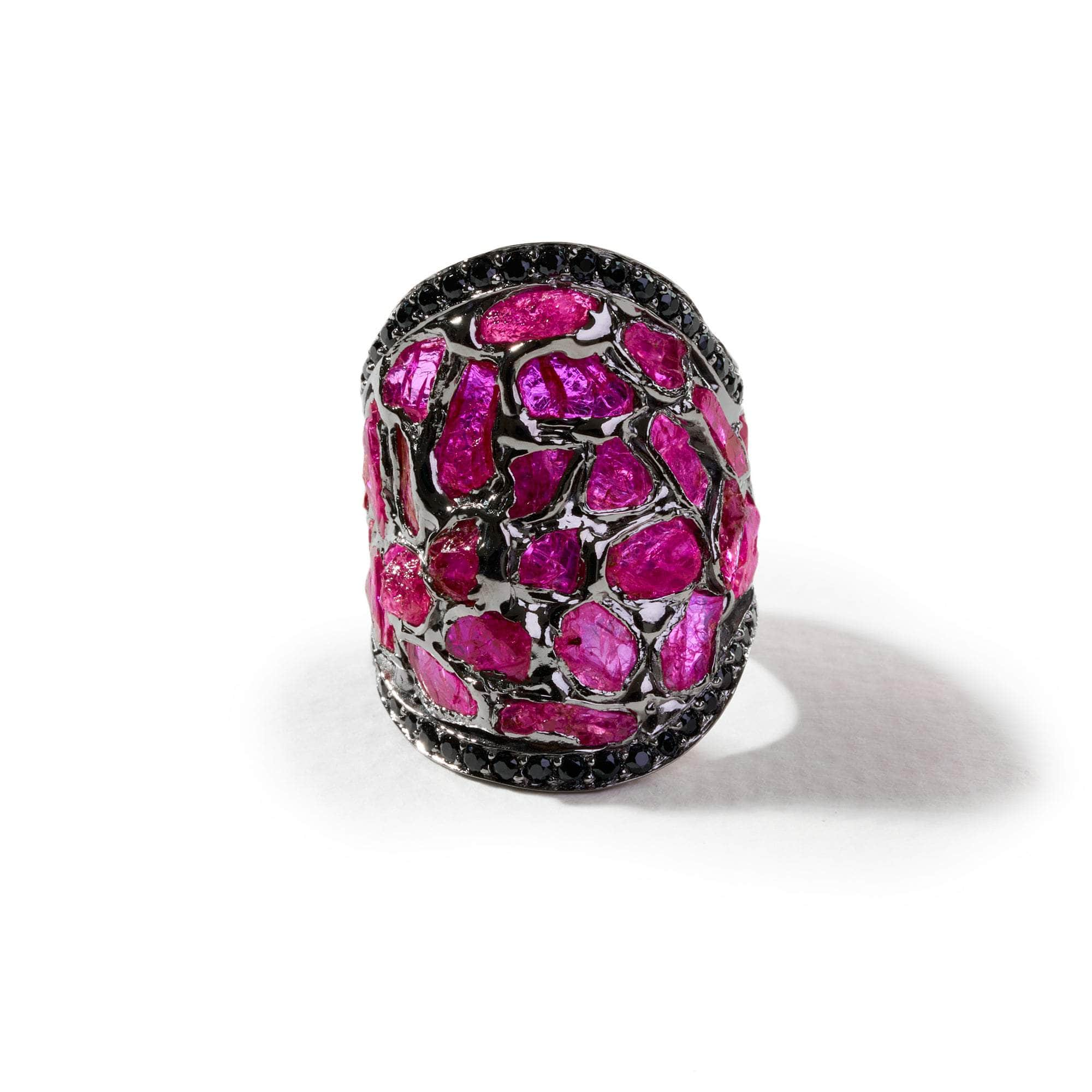 Mille Rough Ruby and Black Spinel Ring GERMAN KABIRSKI