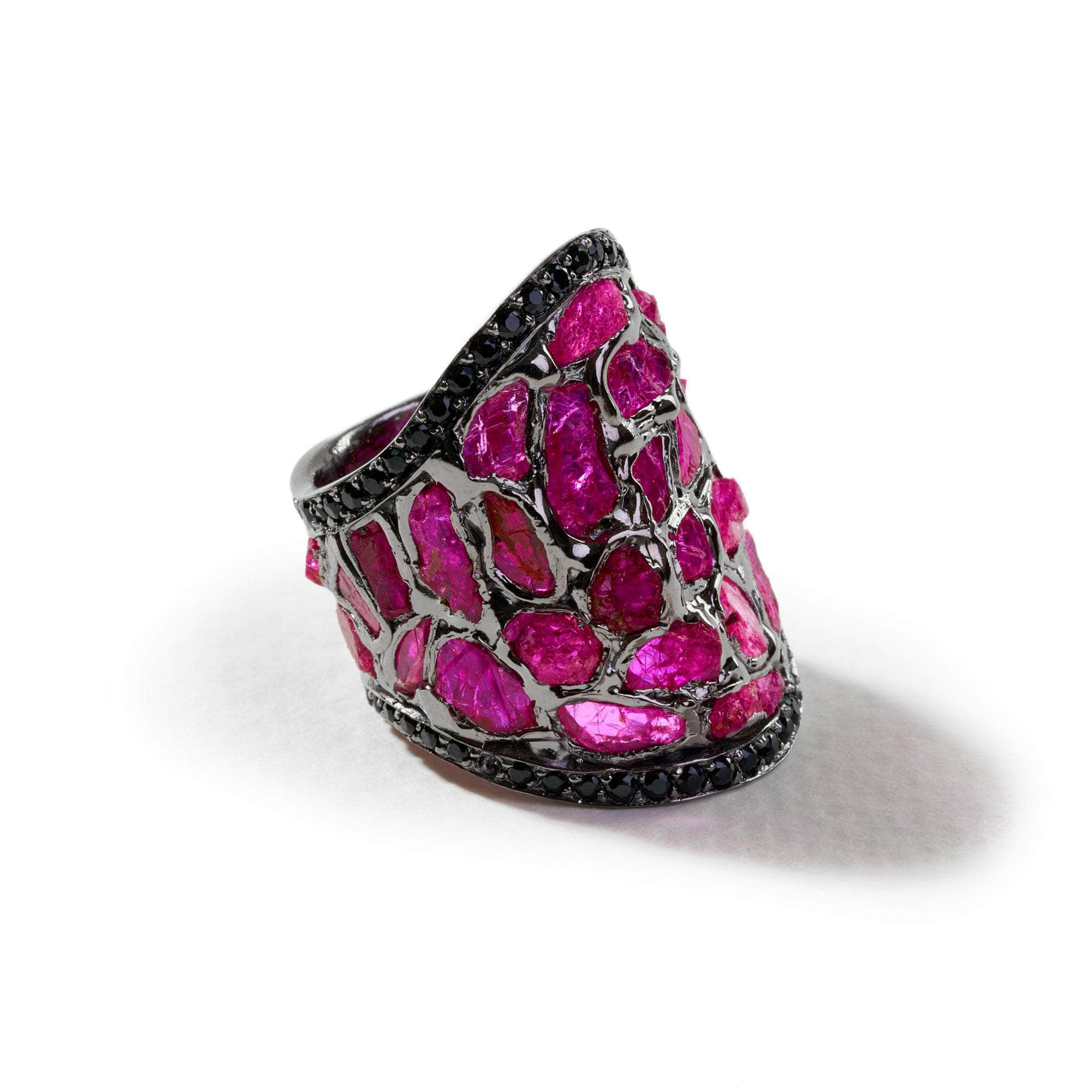 Mille Rough Ruby and Black Spinel Ring GERMAN KABIRSKI