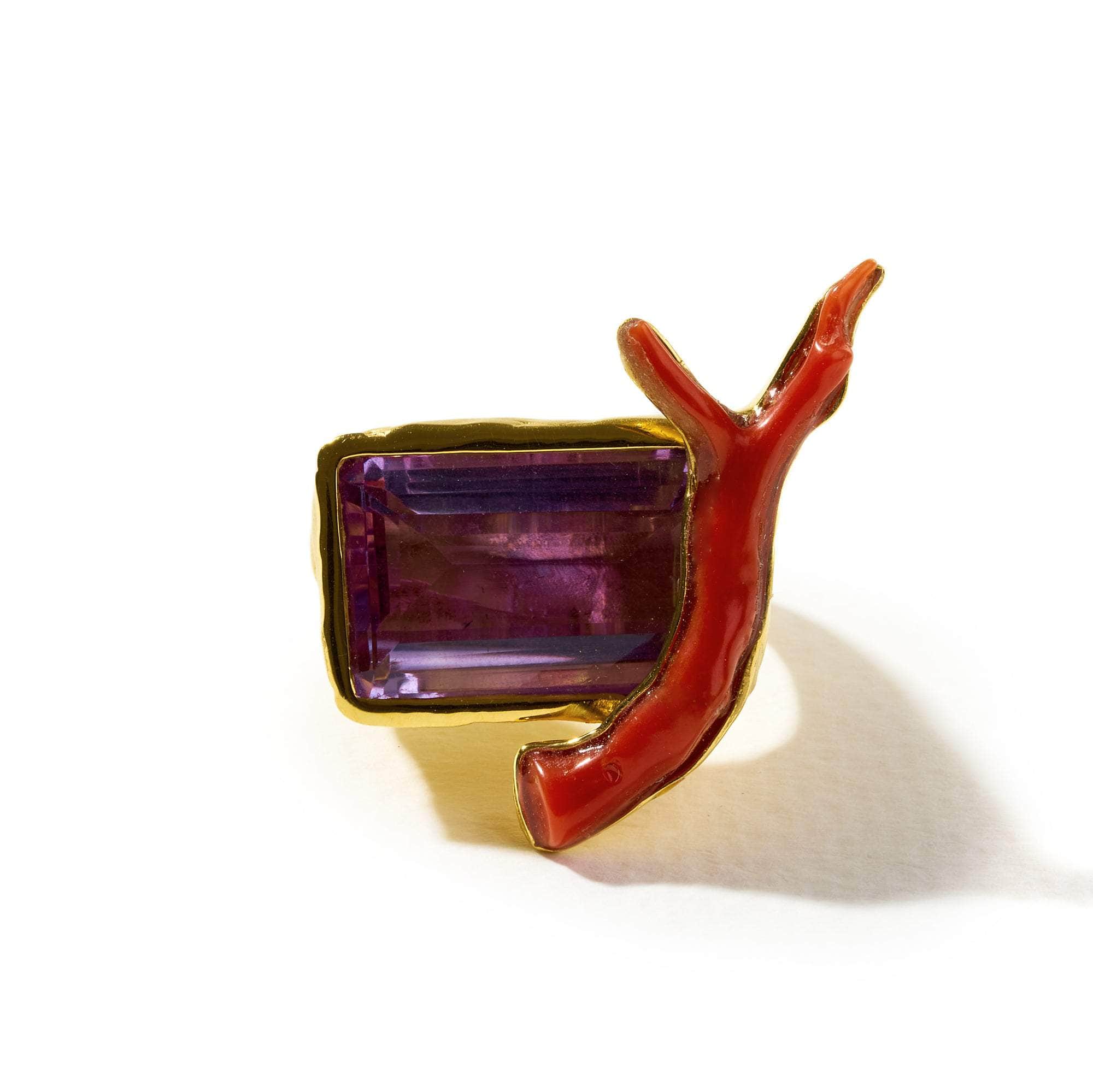 Oken Amethyst and Red Coral Ring GERMAN KABIRSKI