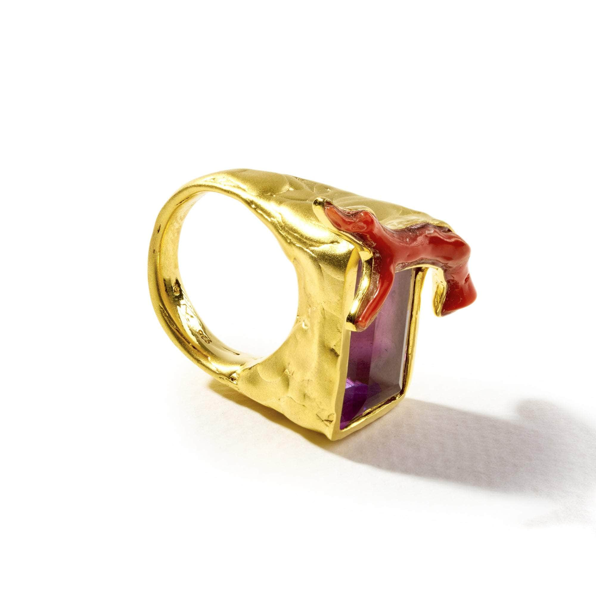 Oken Amethyst and Red Coral Ring GERMAN KABIRSKI