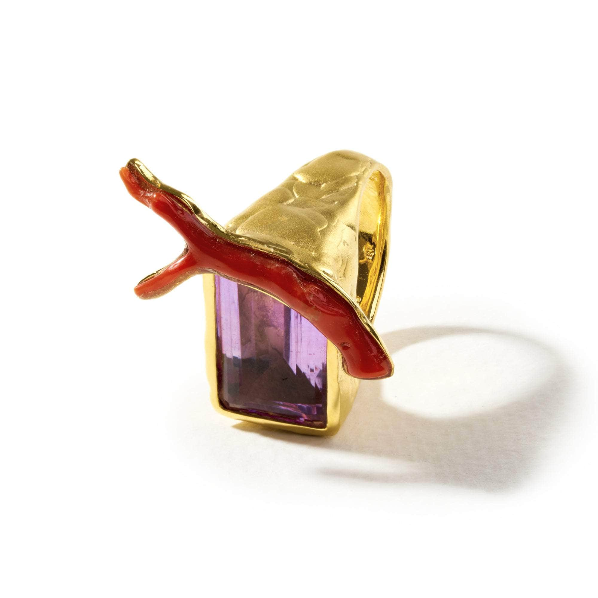 Oken Amethyst and Red Coral Ring GERMAN KABIRSKI