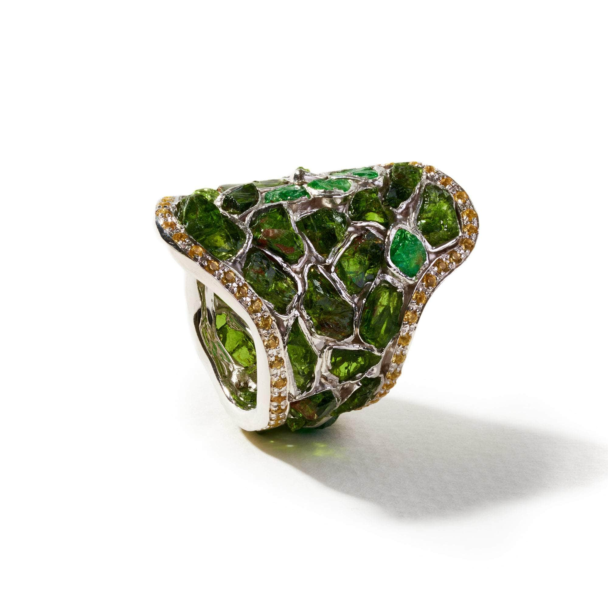 Kette Rough Tsavorite and Yellow Sapphire Ring GERMAN KABIRSKI