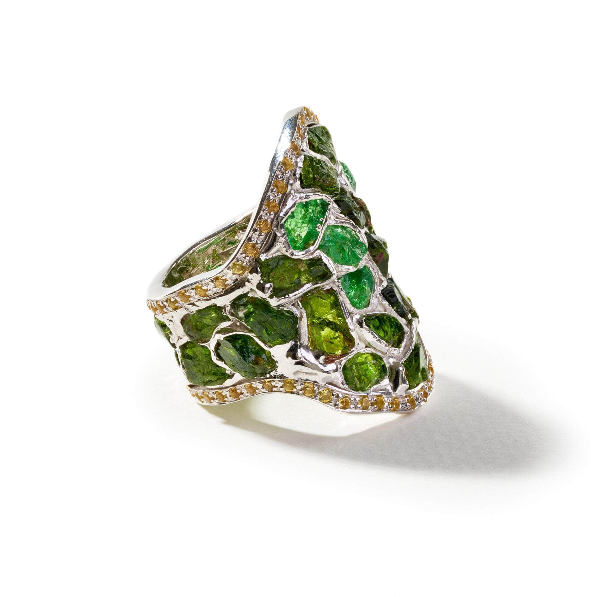 Kette Rough Tsavorite and Yellow Sapphire Ring GERMAN KABIRSKI