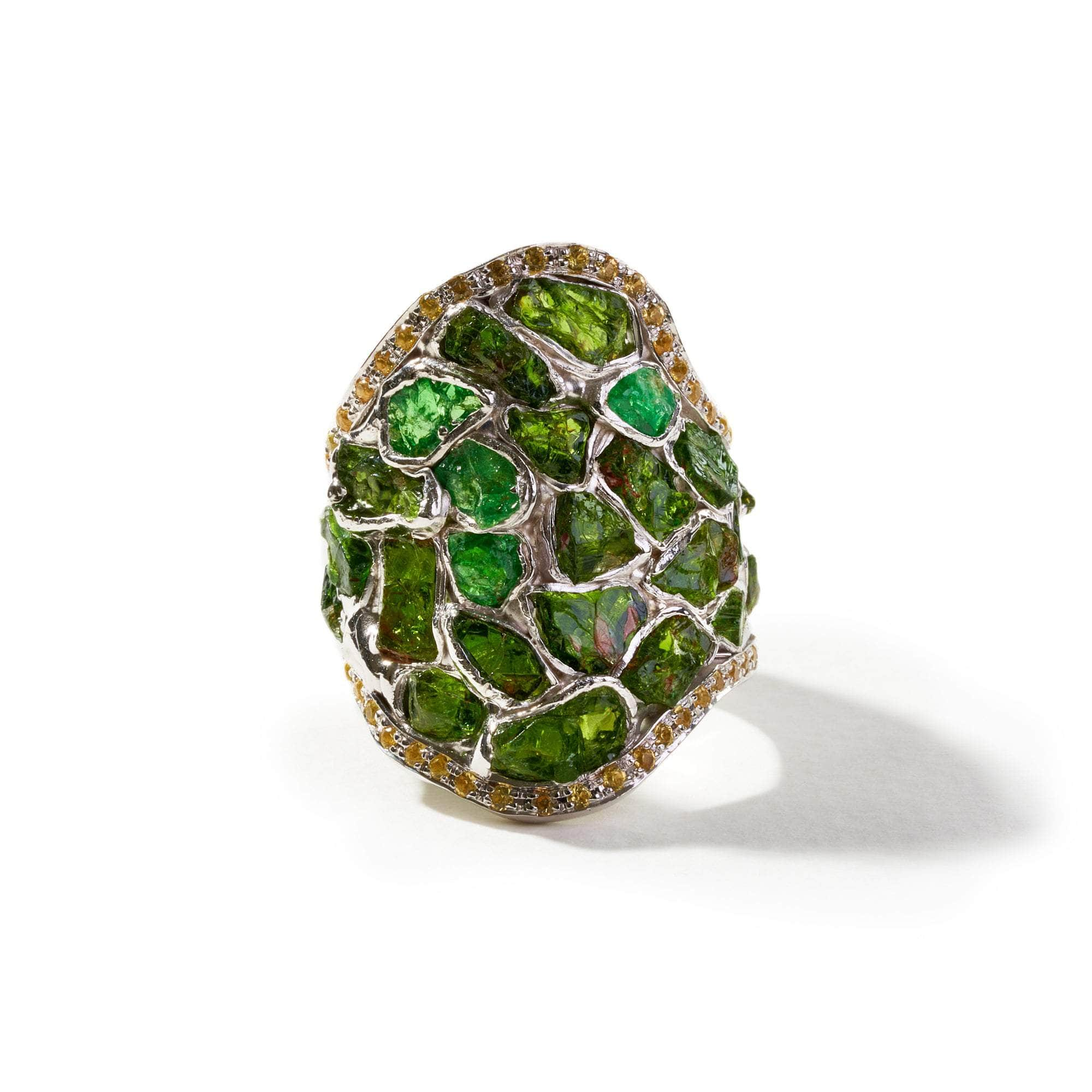 Kette Rough Tsavorite and Yellow Sapphire Ring GERMAN KABIRSKI