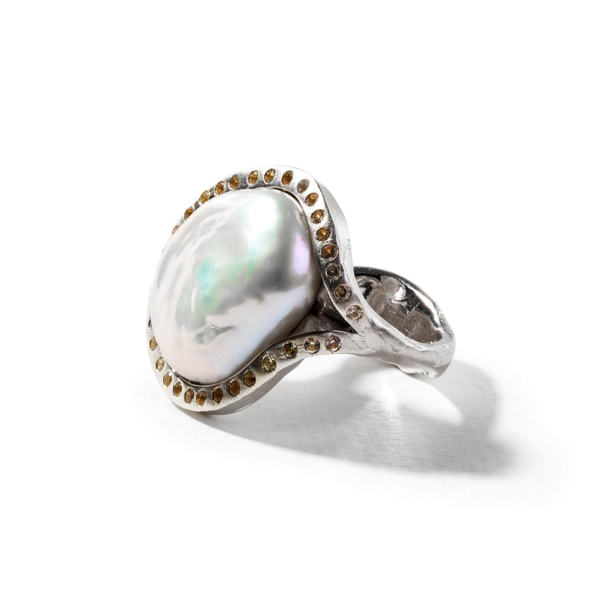 Eude Baroque Pearl and White Sapphire Ring GERMAN KABIRSKI