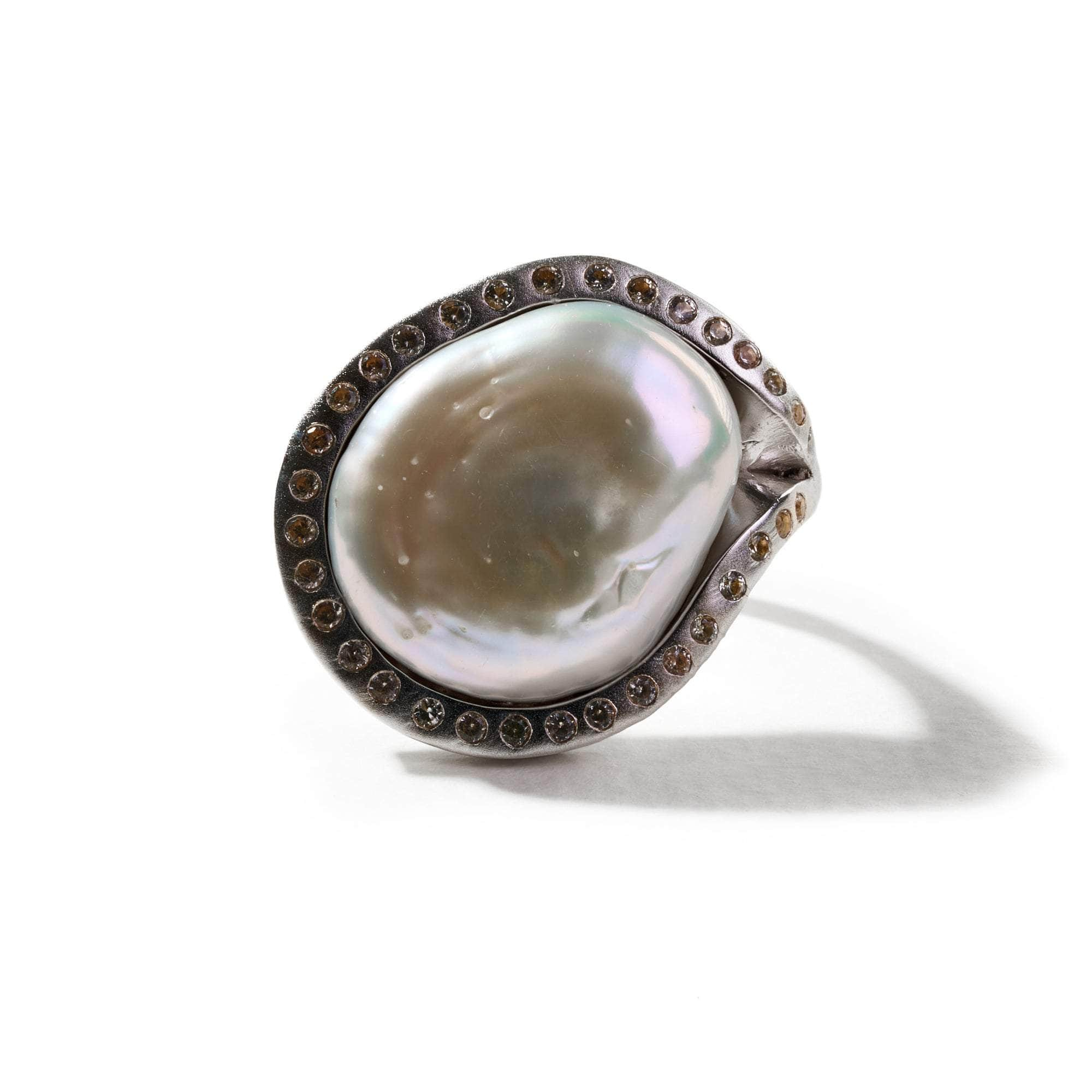 Eude Baroque Pearl and White Sapphire Ring GERMAN KABIRSKI