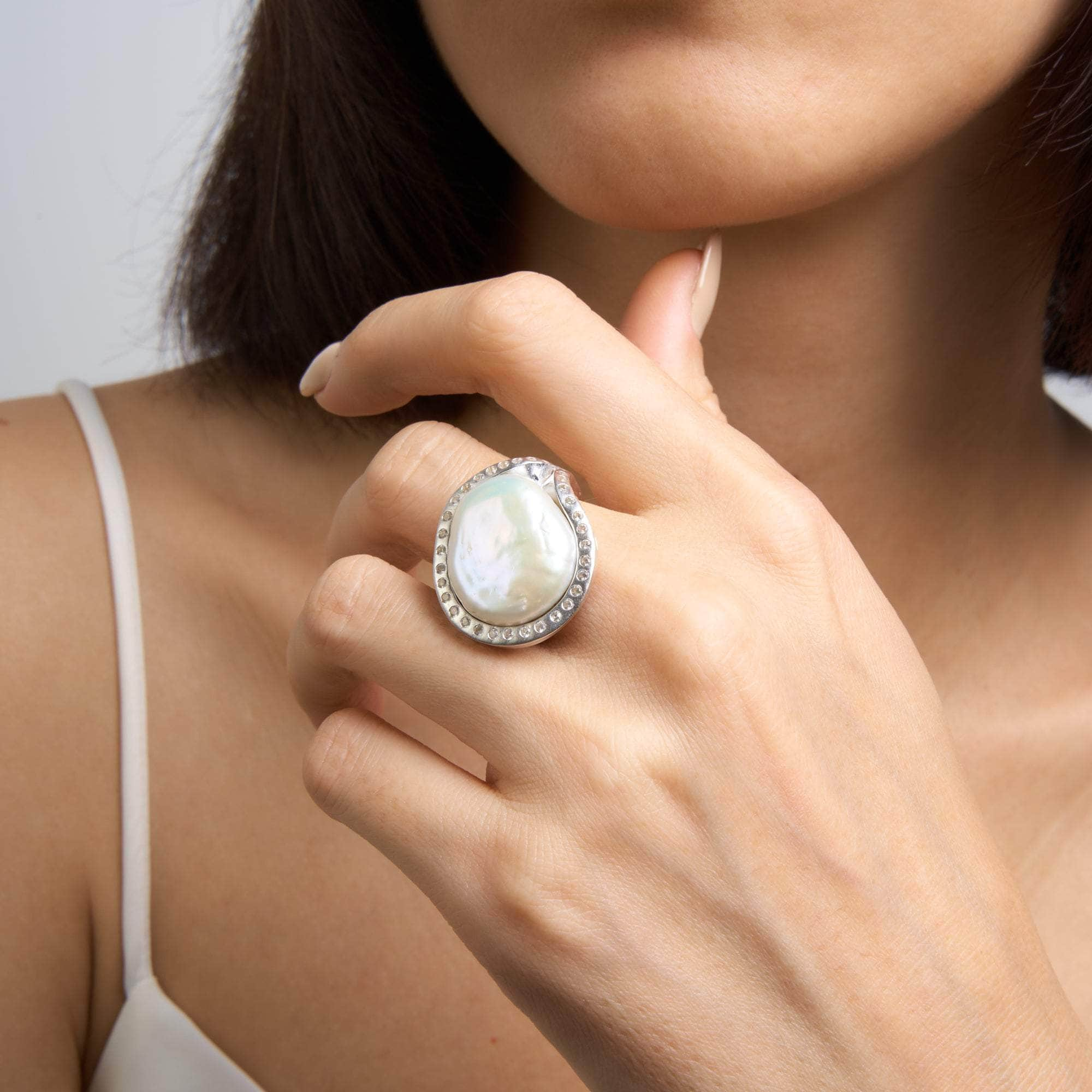 Eude Baroque Pearl and White Sapphire Ring GERMAN KABIRSKI