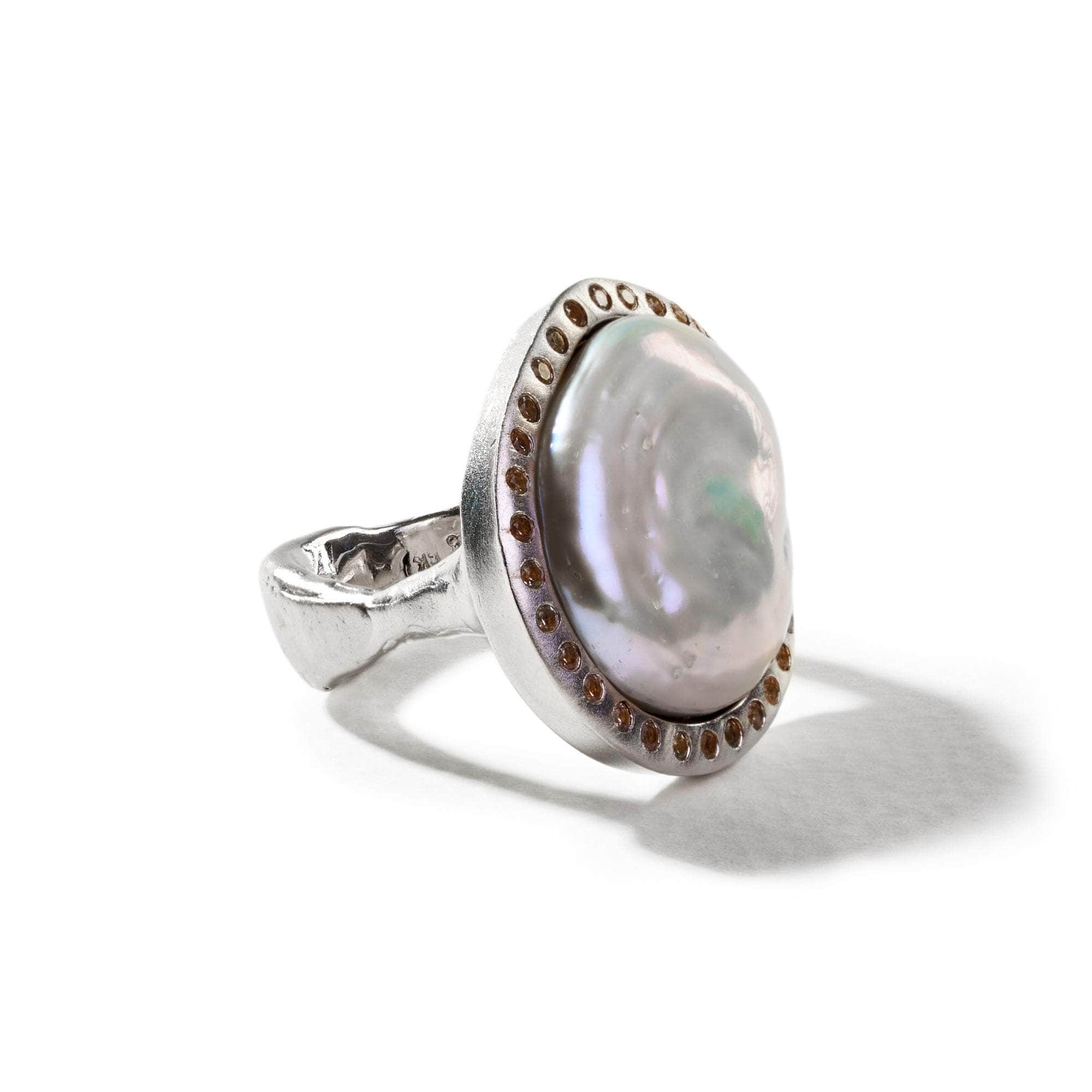 Eude Baroque Pearl and White Sapphire Ring GERMAN KABIRSKI