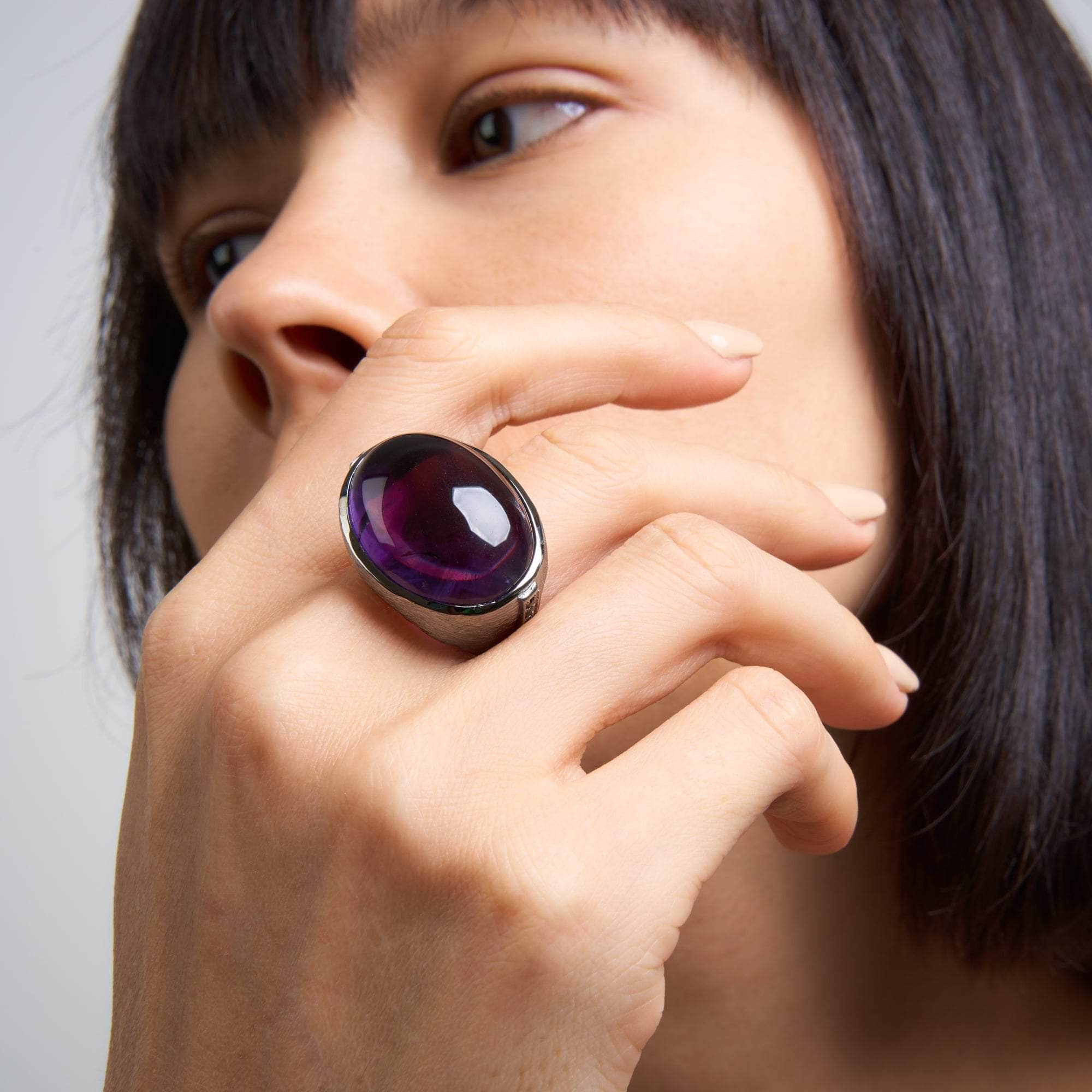 Thame Amethyst and Black Spinel Ring GERMAN KABIRSKI