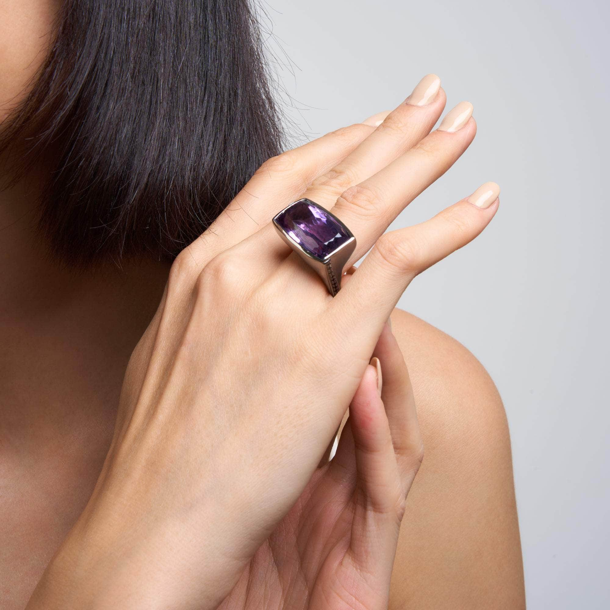 Telos Amethyst and Black Spinel Ring GERMAN KABIRSKI