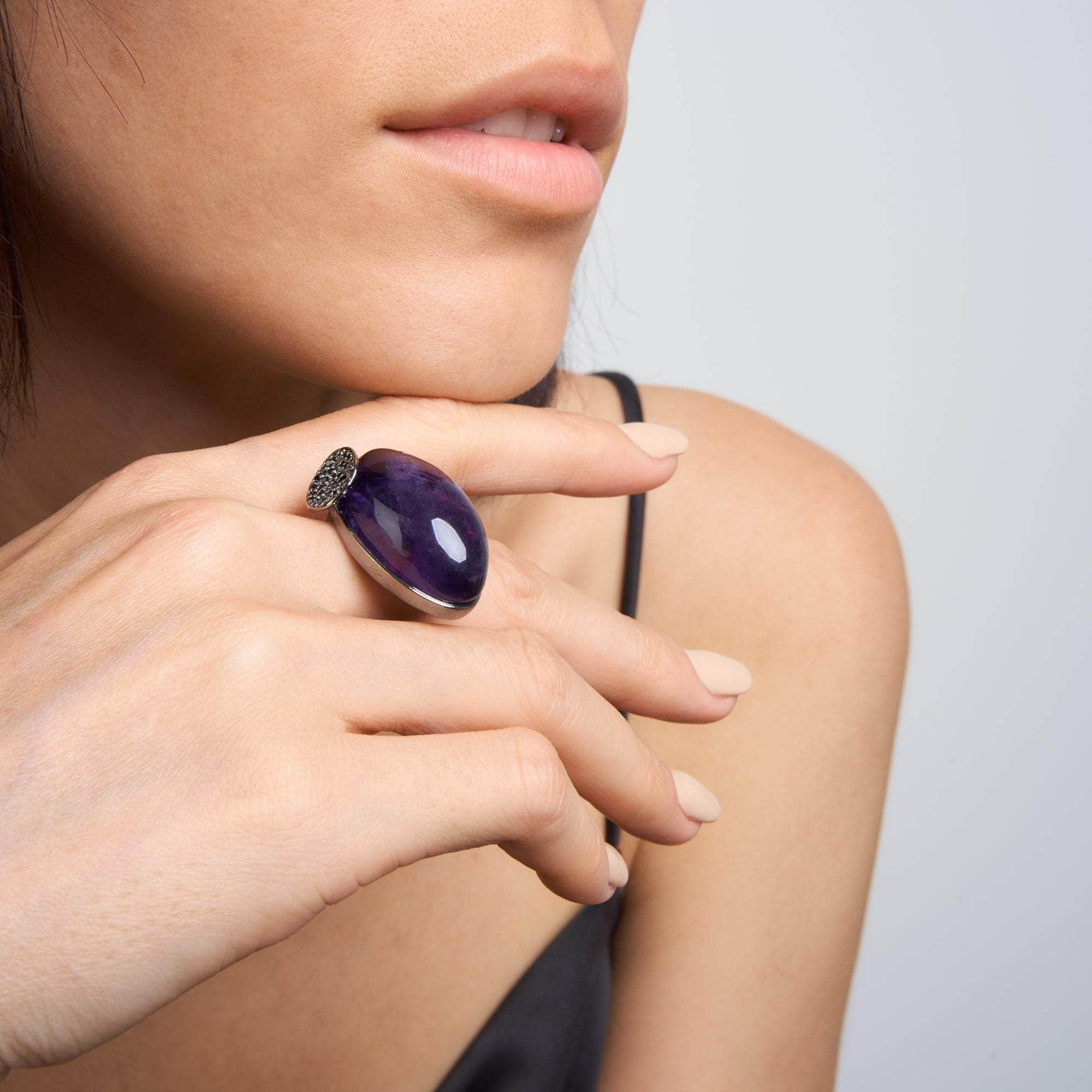 Henn Amethyst and Black Spinel Ring GERMAN KABIRSKI