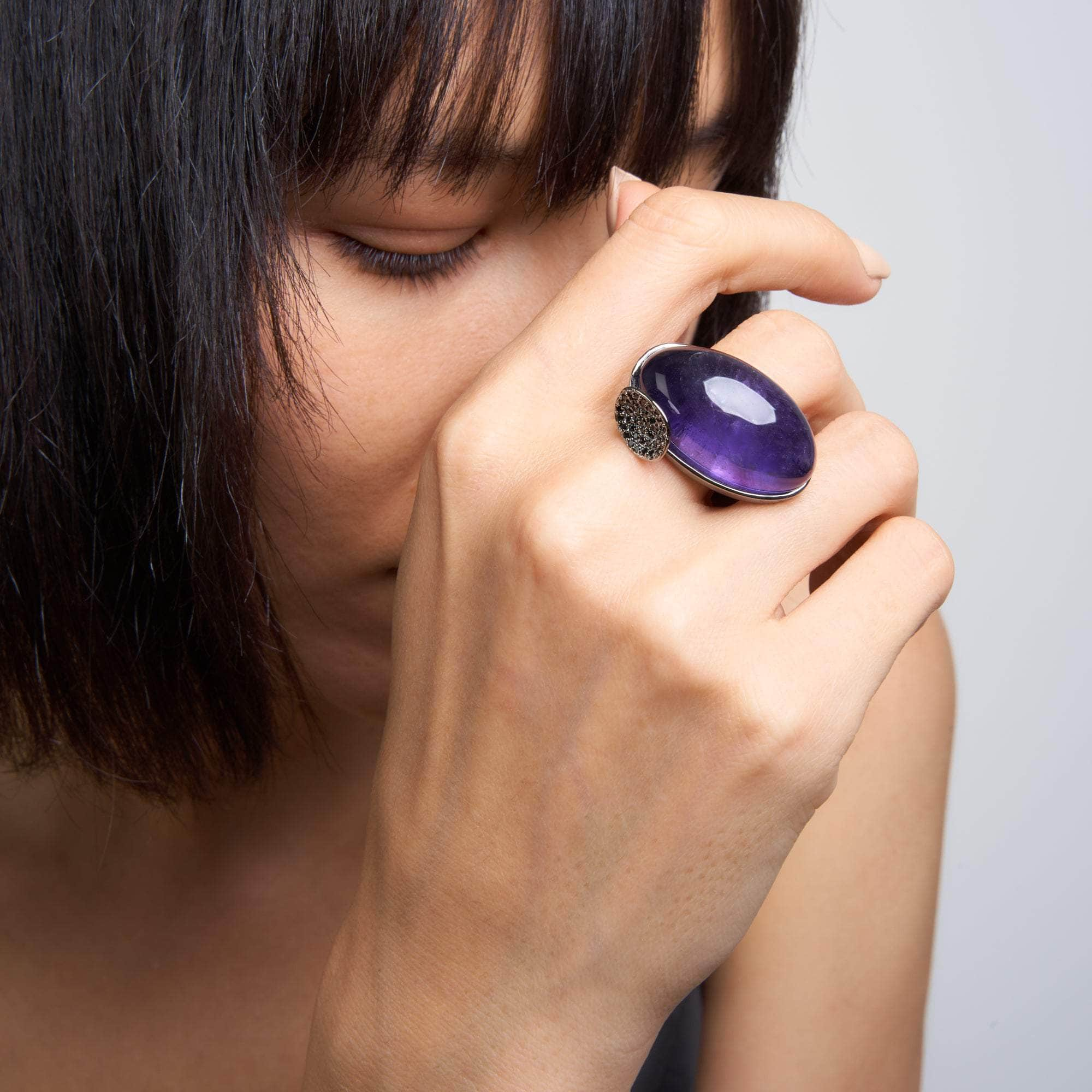 Henn Amethyst and Black Spinel Ring GERMAN KABIRSKI